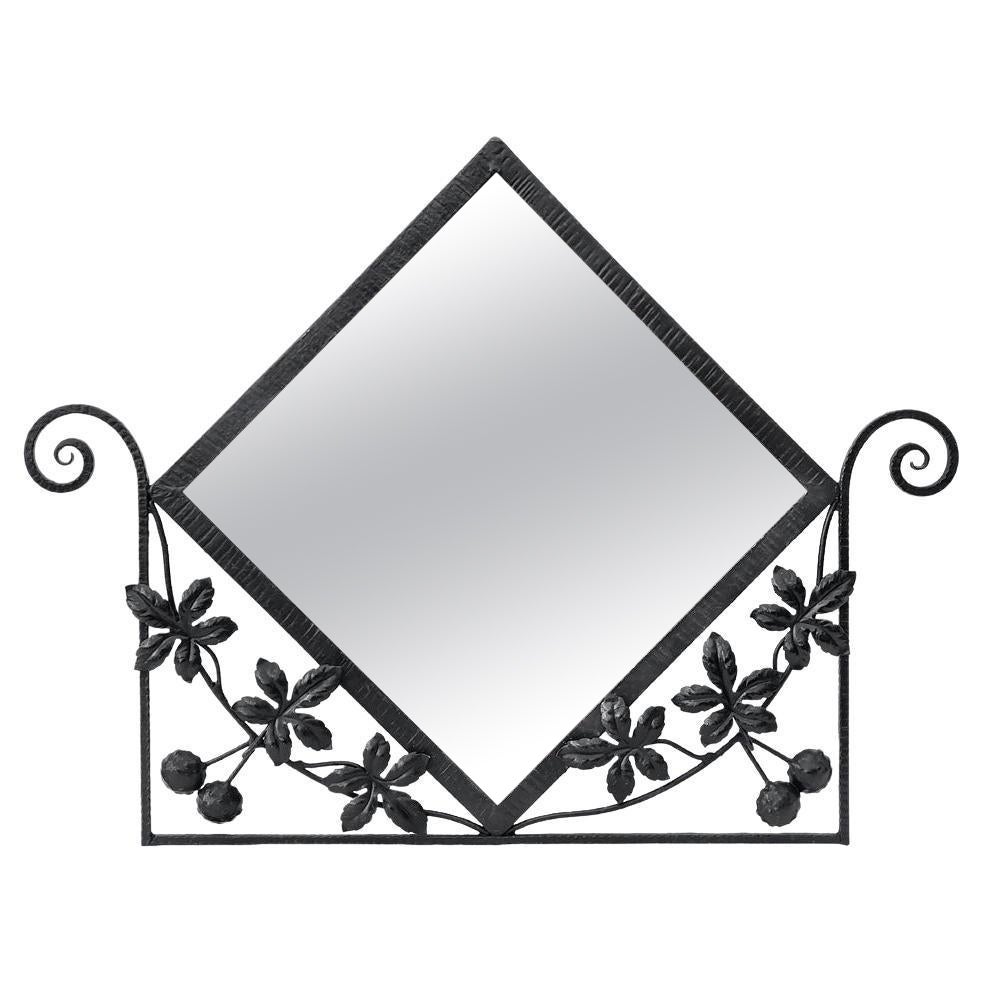 Antique French Wrought Iron Wall Mirror, circa 1960