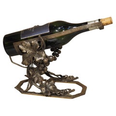 Antique French Wrought Iron Wine Bottle Cradle, Circa 1900