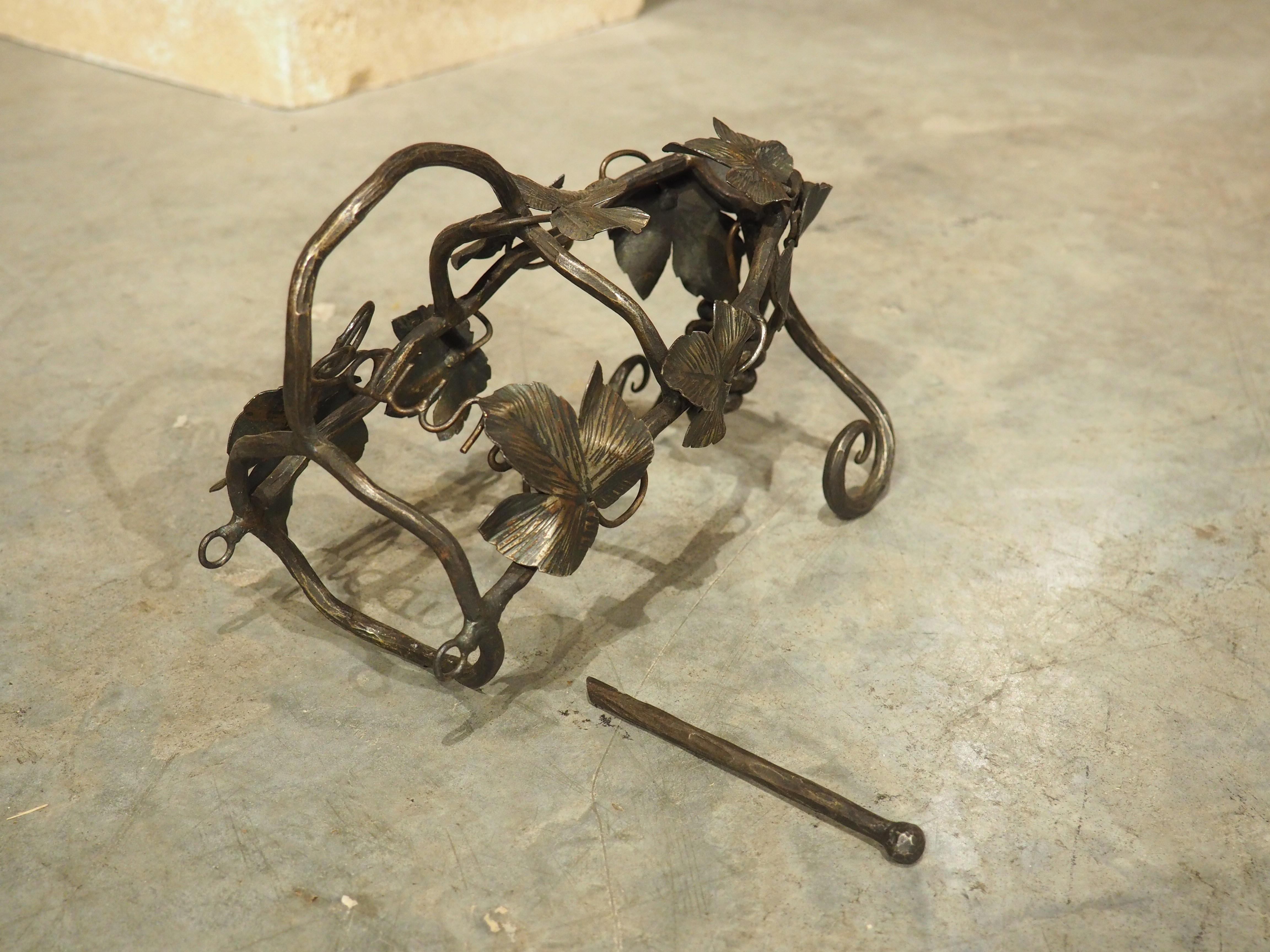 Antique French Wrought Iron Wine Bottle Holder from Beaune, C. 1900 For Sale 5