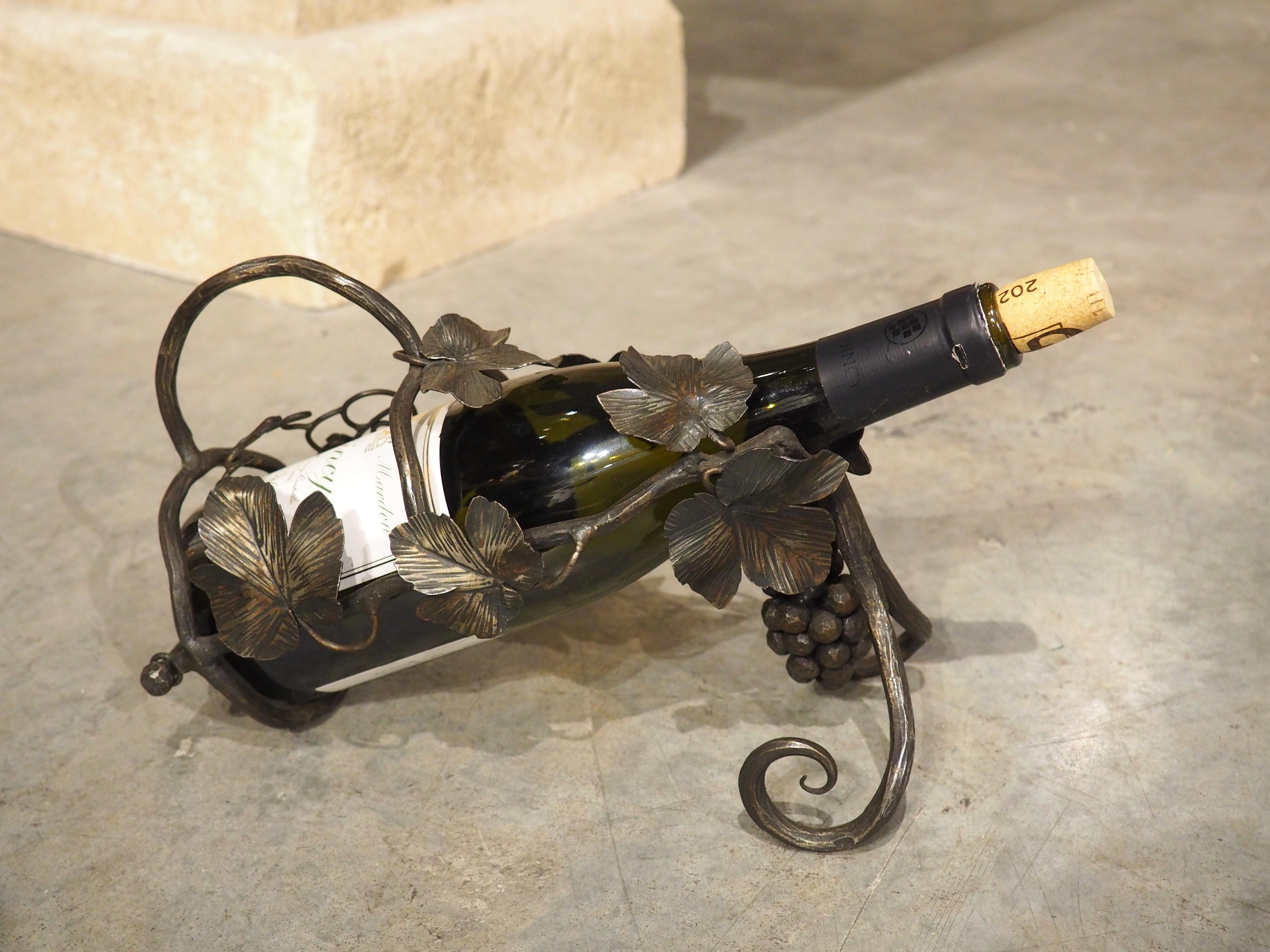 Antique French Wrought Iron Wine Bottle Holder from Beaune, C. 1900 For Sale 6