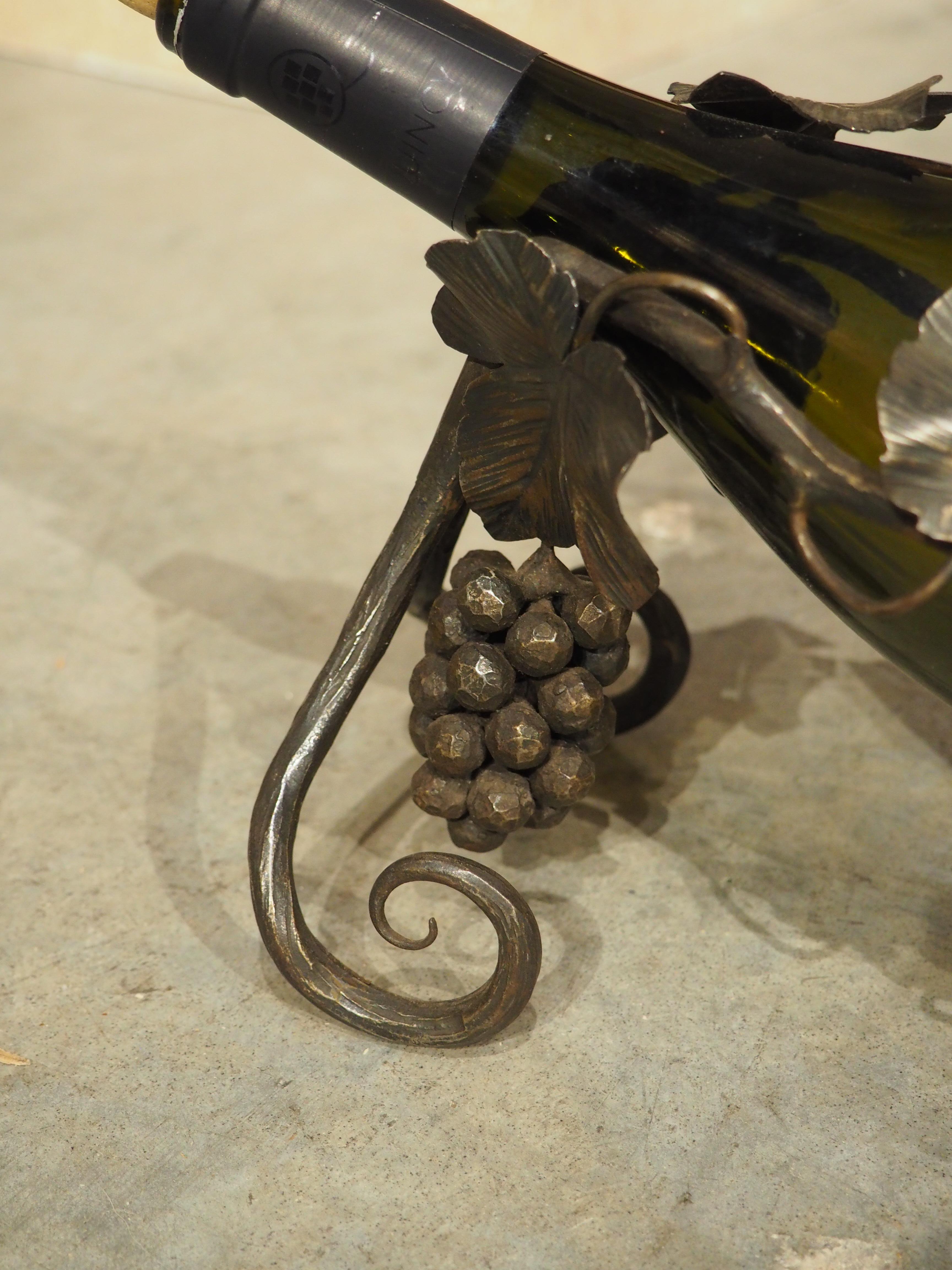 Antique French Wrought Iron Wine Bottle Holder from Beaune, C. 1900 For Sale 2