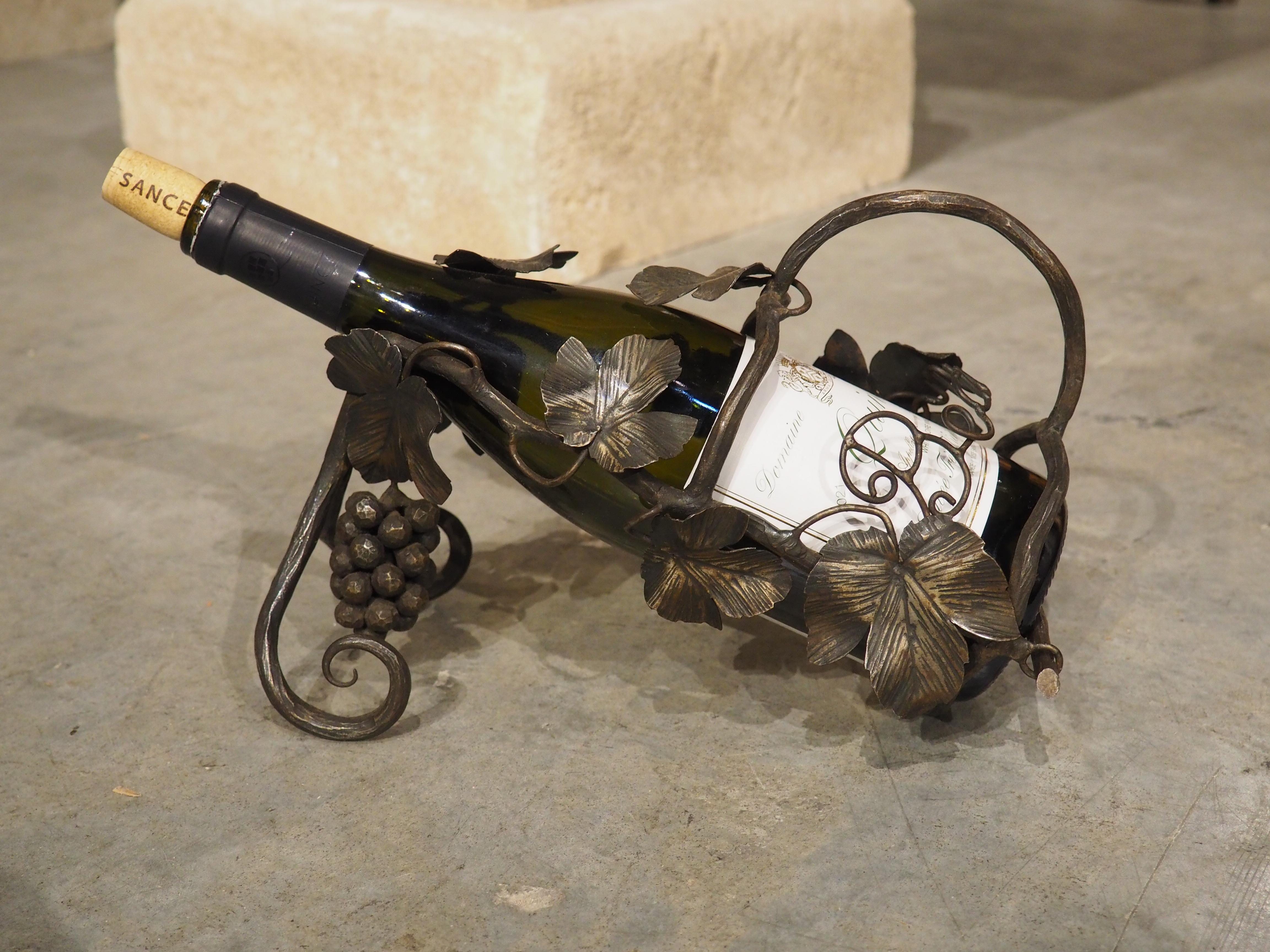 Antique French Wrought Iron Wine Bottle Holder from Beaune, C. 1900 For Sale 3
