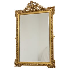 Antique French XL Golden Mirror Bevelled 163 cm