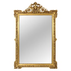 Antique French XL Golden Mirror Bevelled 163 cm