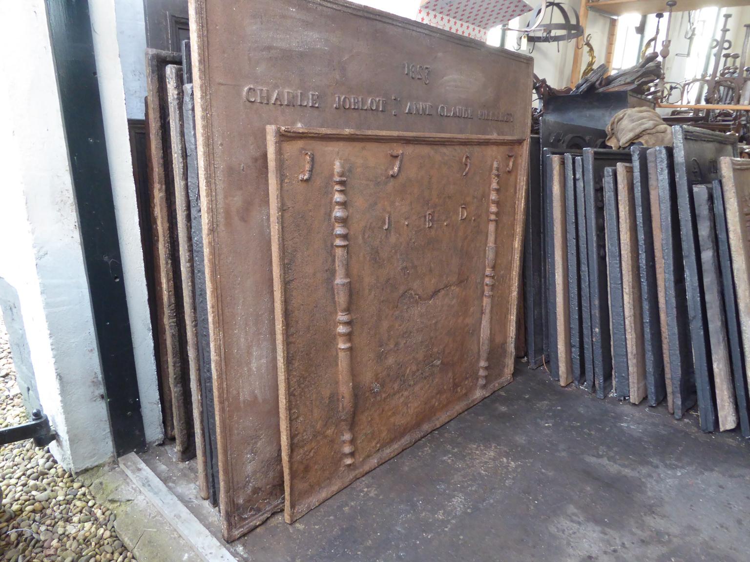 Antique French 'Year' Fireback, 18th Century For Sale 1