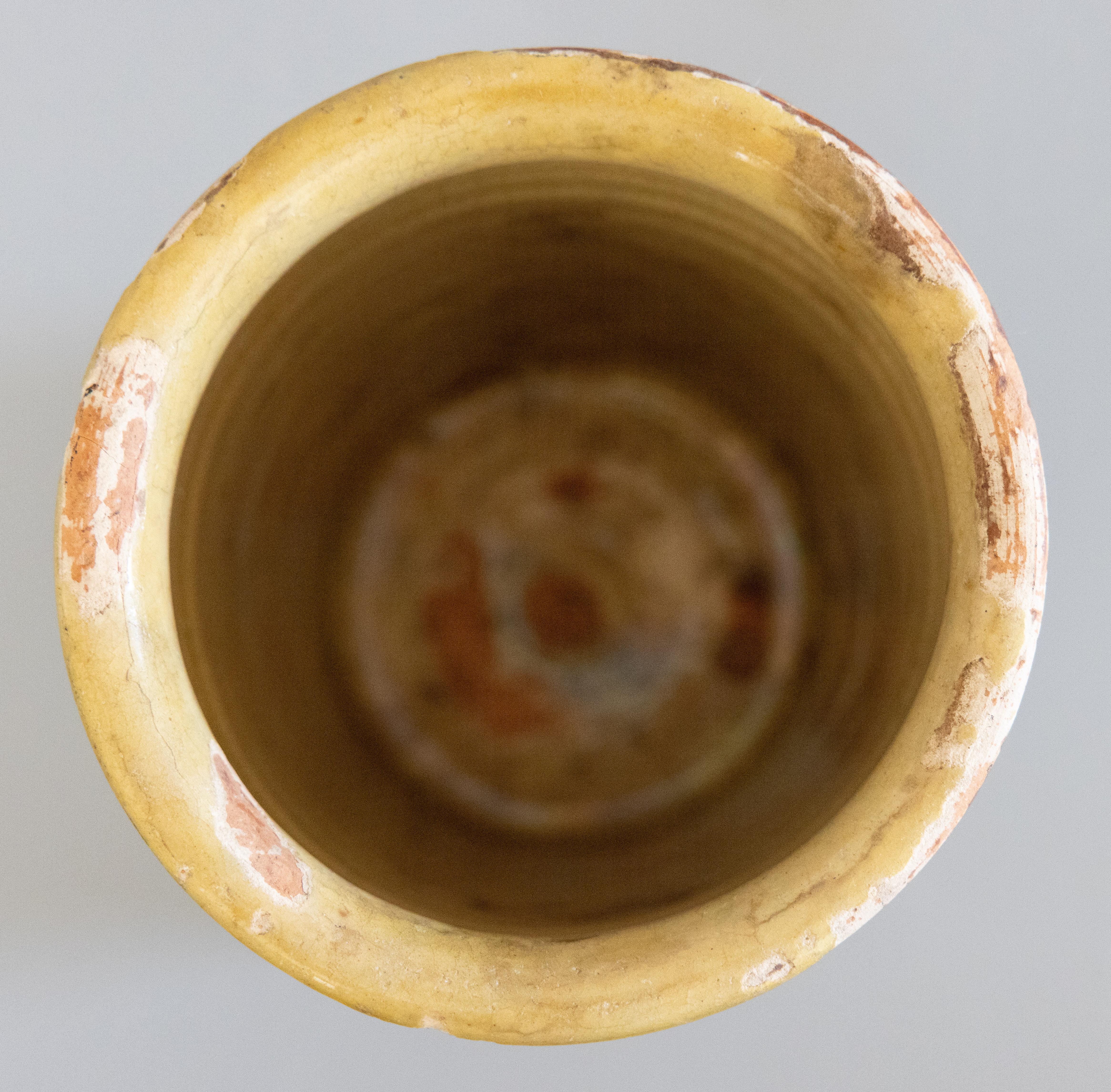 19th Century Antique French Yellow Glazed Confit Pot Crock Vase
