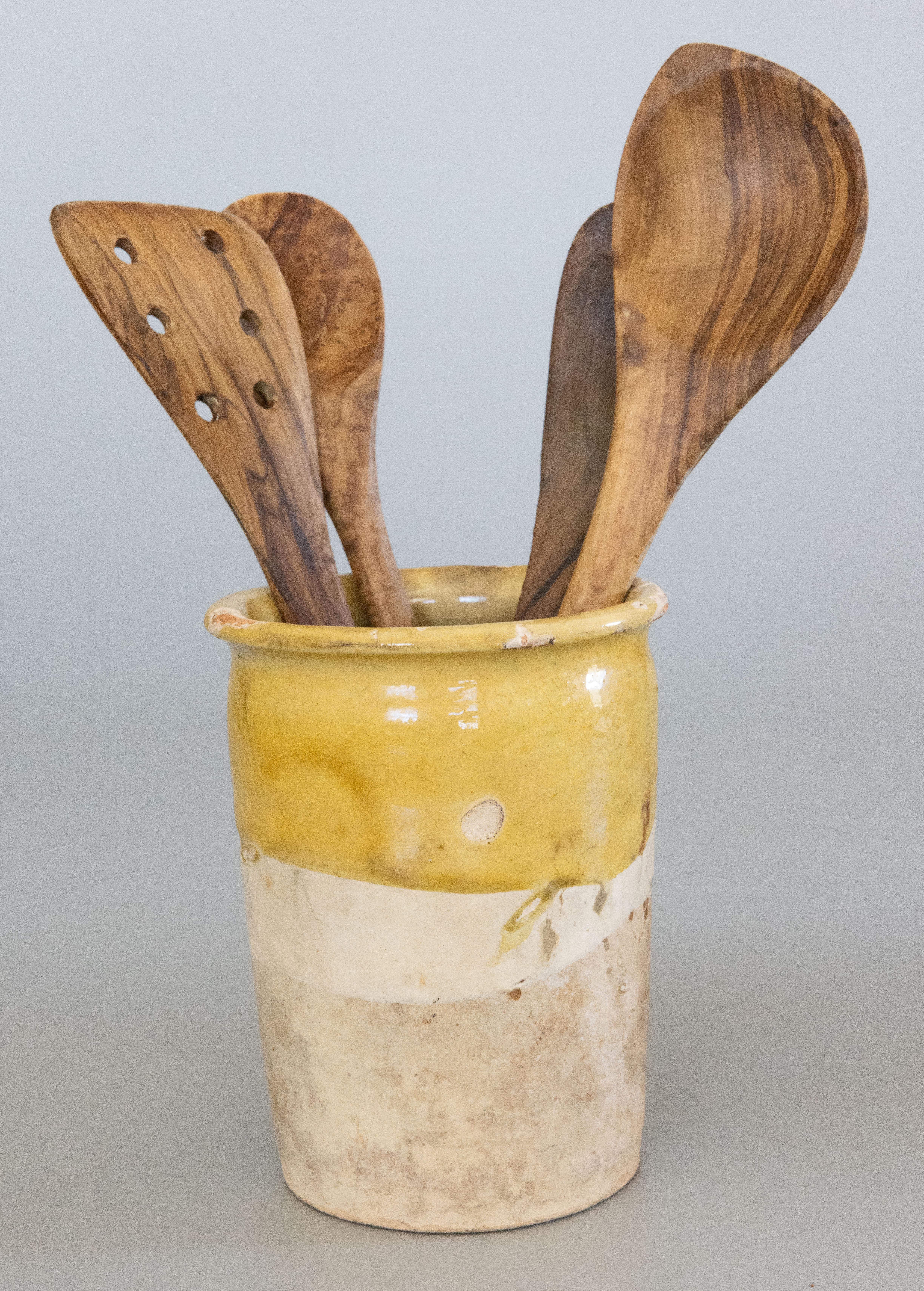 Antique French Yellow Glazed Confit Pot Crock Vase 1