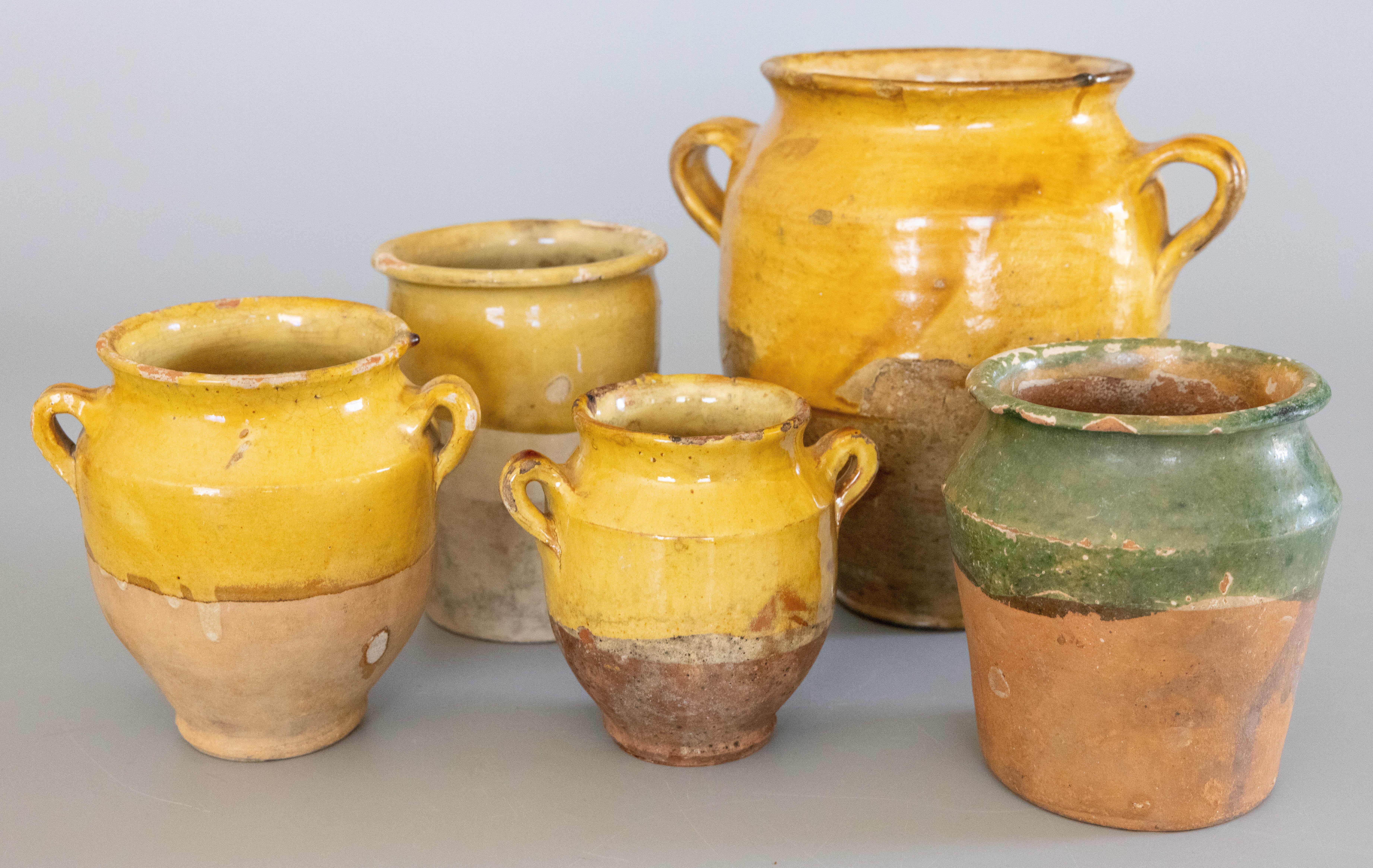 Antique French Yellow Glazed Confit Pot Crock Vase 3