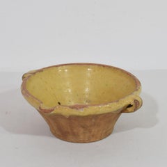 Antique French Yellow Glazed Terracotta Dairy Bowl, Provence, c. 1850