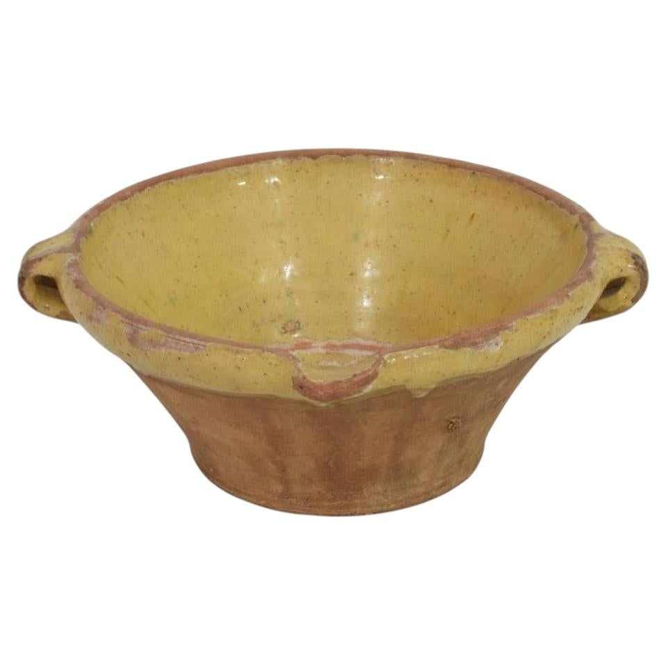 Antique French Yellow Glazed Terracotta Dairy Bowl, Provence, c. 1850