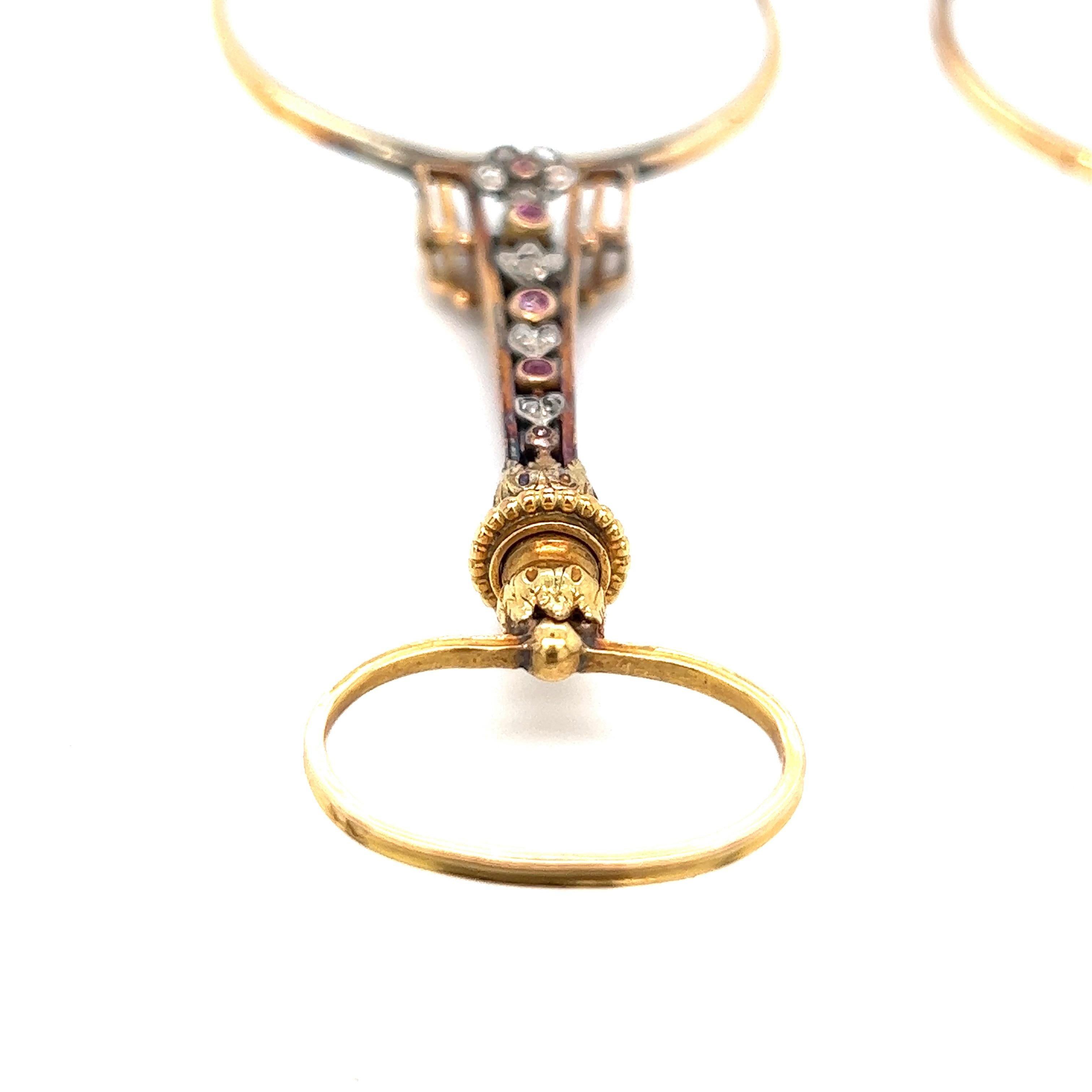 Antike französische Gelbgold- und juwelenbesetzte Lorgnette im Angebot 2