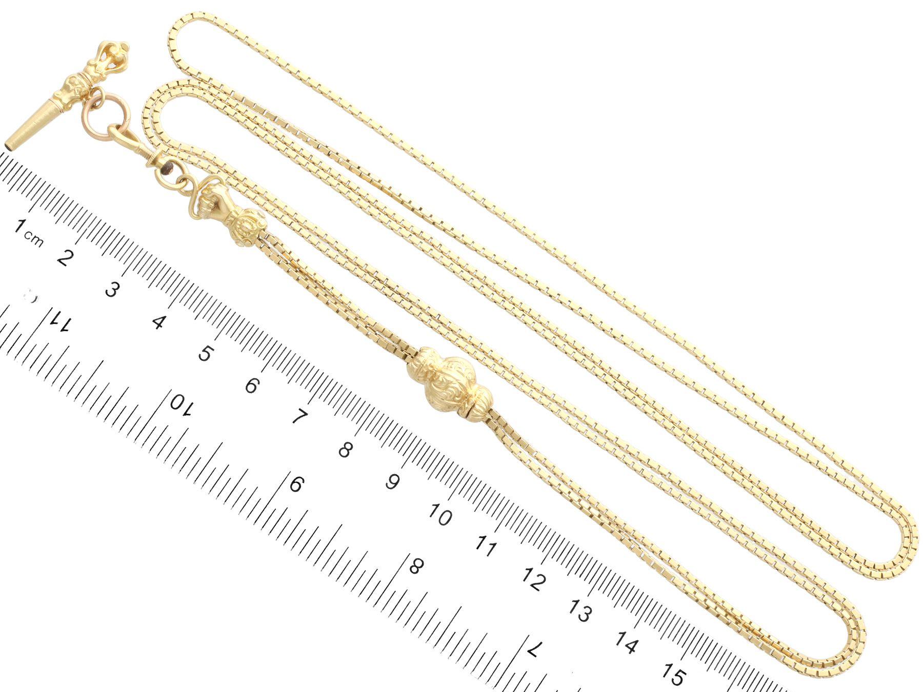 Antique French Yellow Gold Sautoir Chain, Circa 1870 For Sale 1