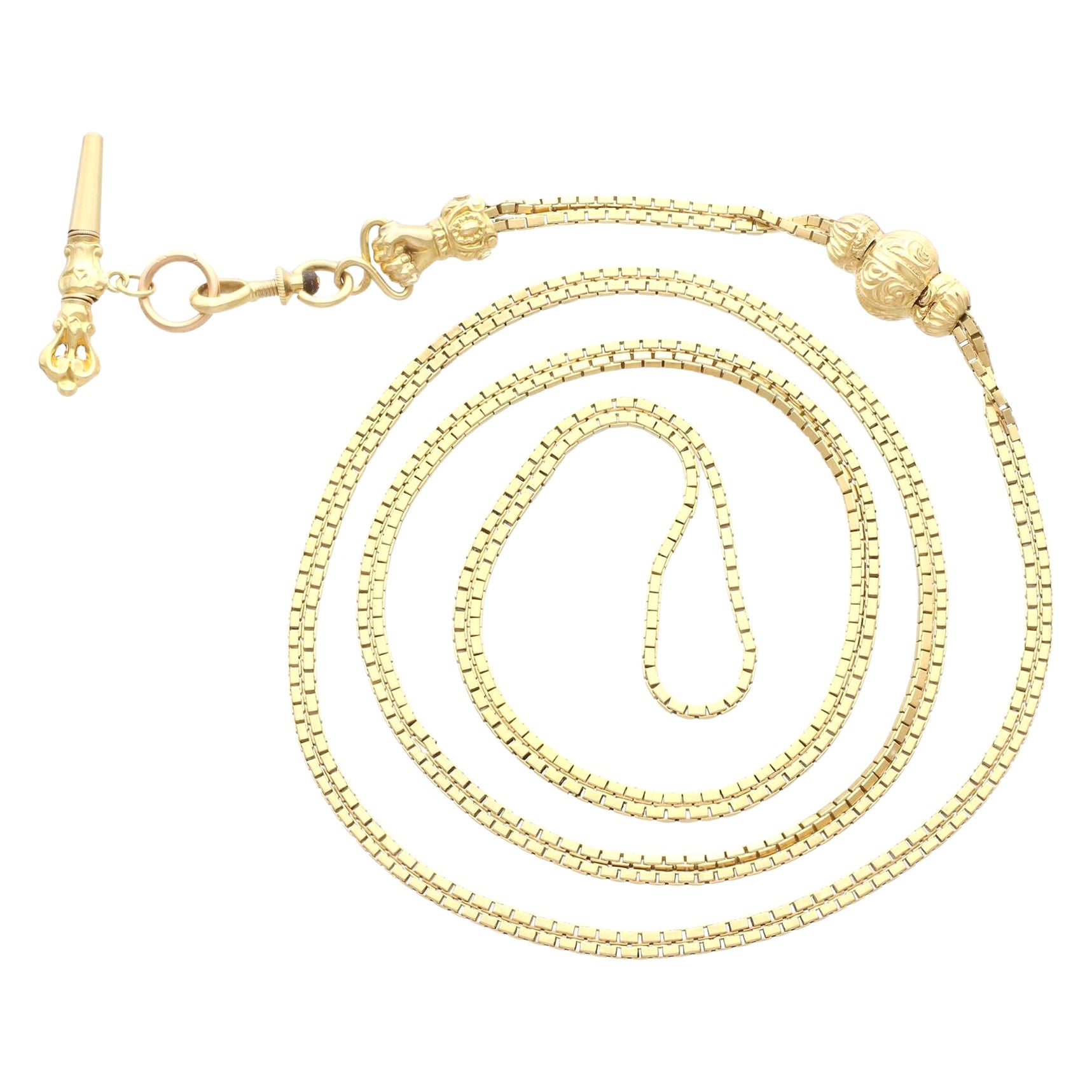 Antique French Yellow Gold Sautoir Chain, Circa 1870