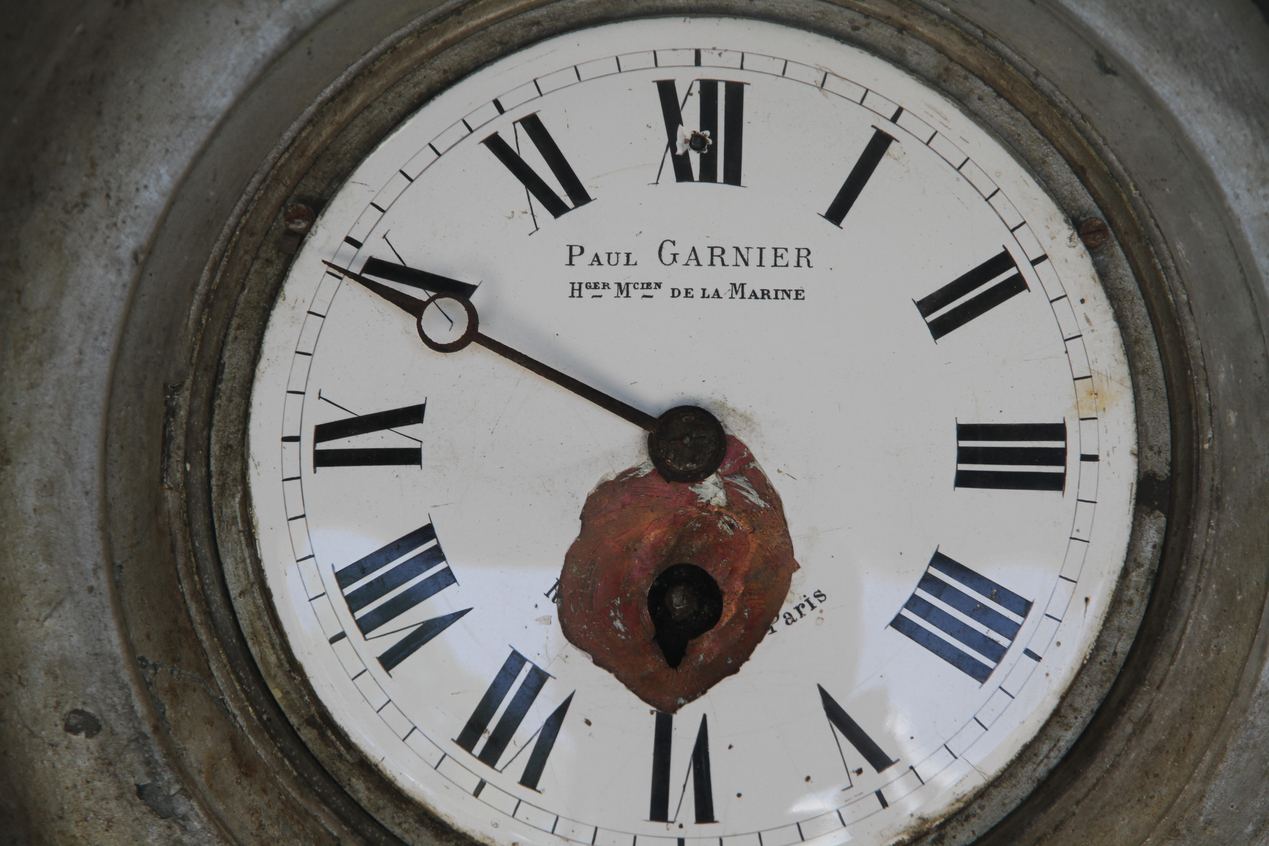 19th Century Antique French Zinc Clock, Paul Garnier, Hger Mcien de la Marine