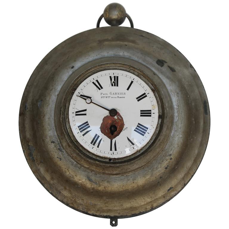 Antique French Zinc Clock, Paul Garnier, Hger Mcien de la Marine