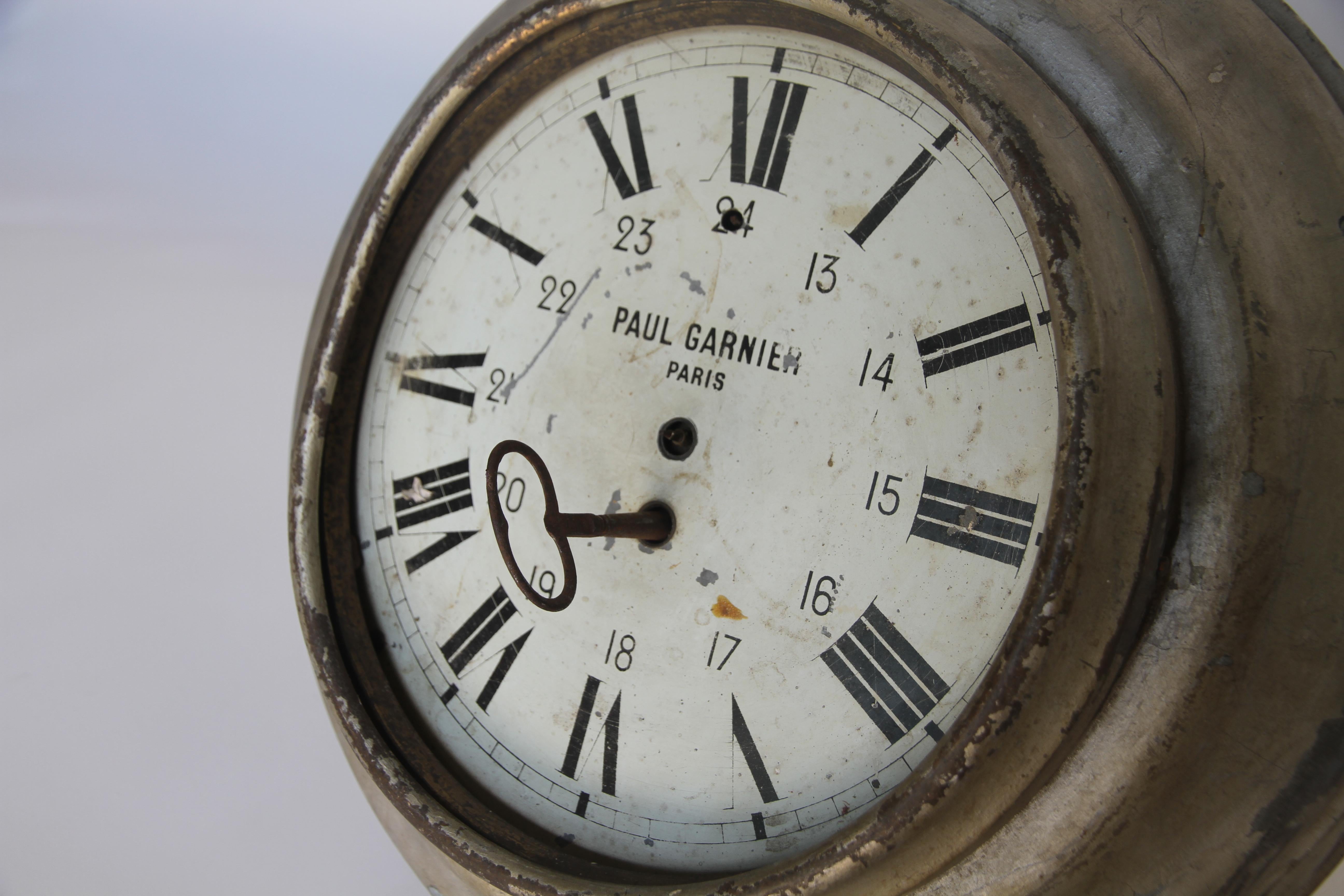 Iron Antique French Zinc Clock, Paul Garnier Paris