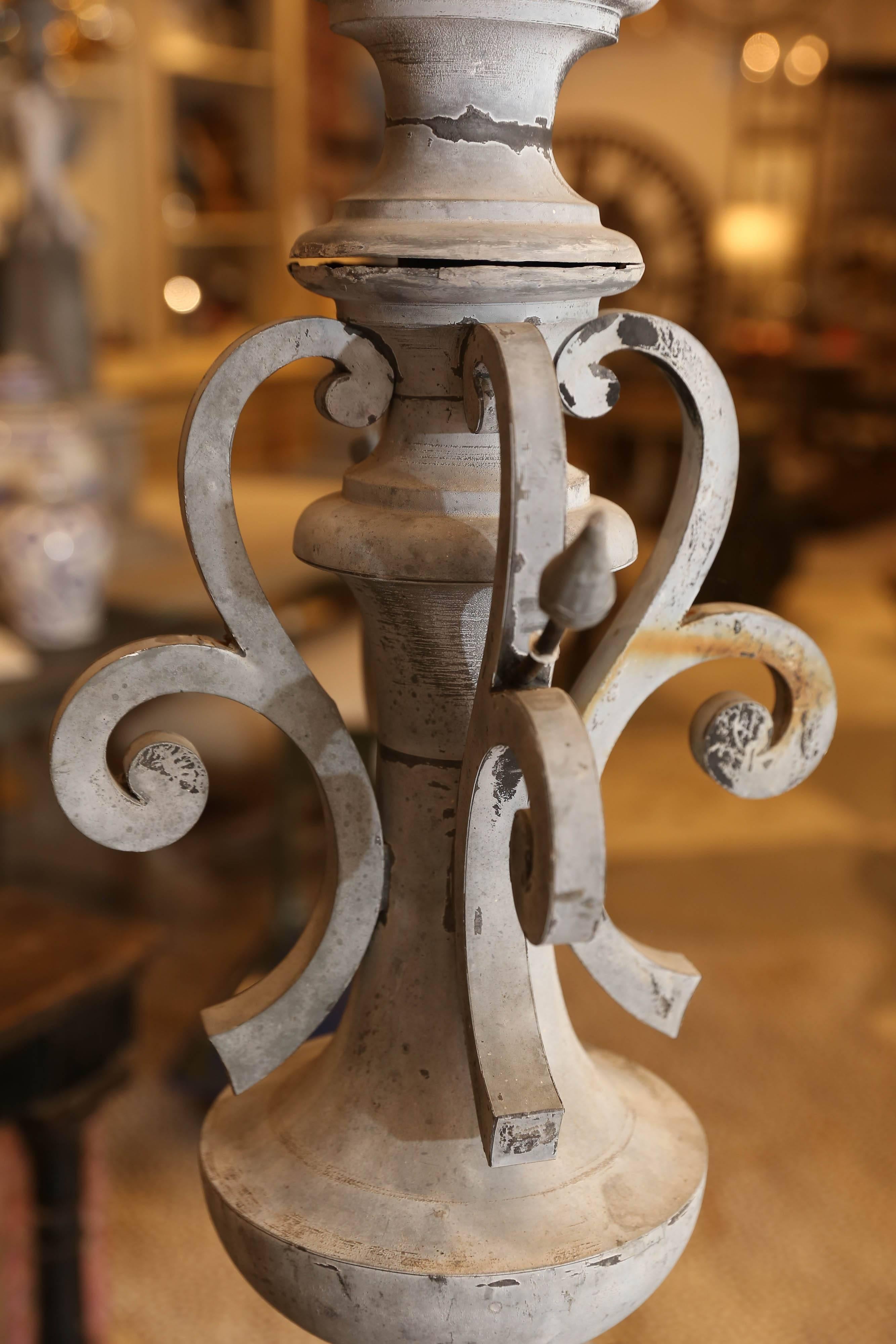 Antique French Zinc Finial on Stand 2