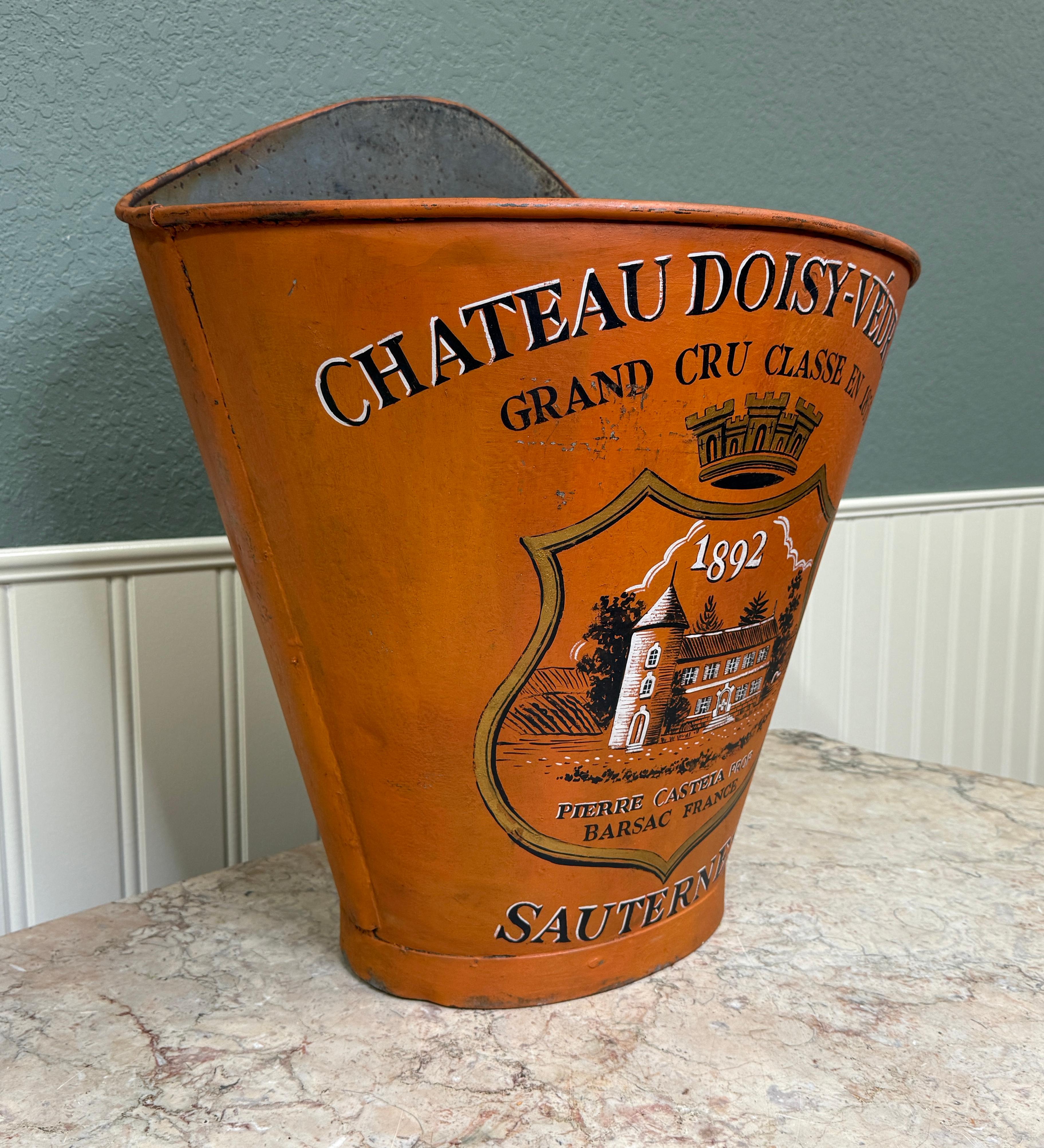 Antikes französisches Zink Trauben Hod Weinkeller Ernte Bucket Basket Pflanzgefäß aus Zink um 1900 im Angebot 5