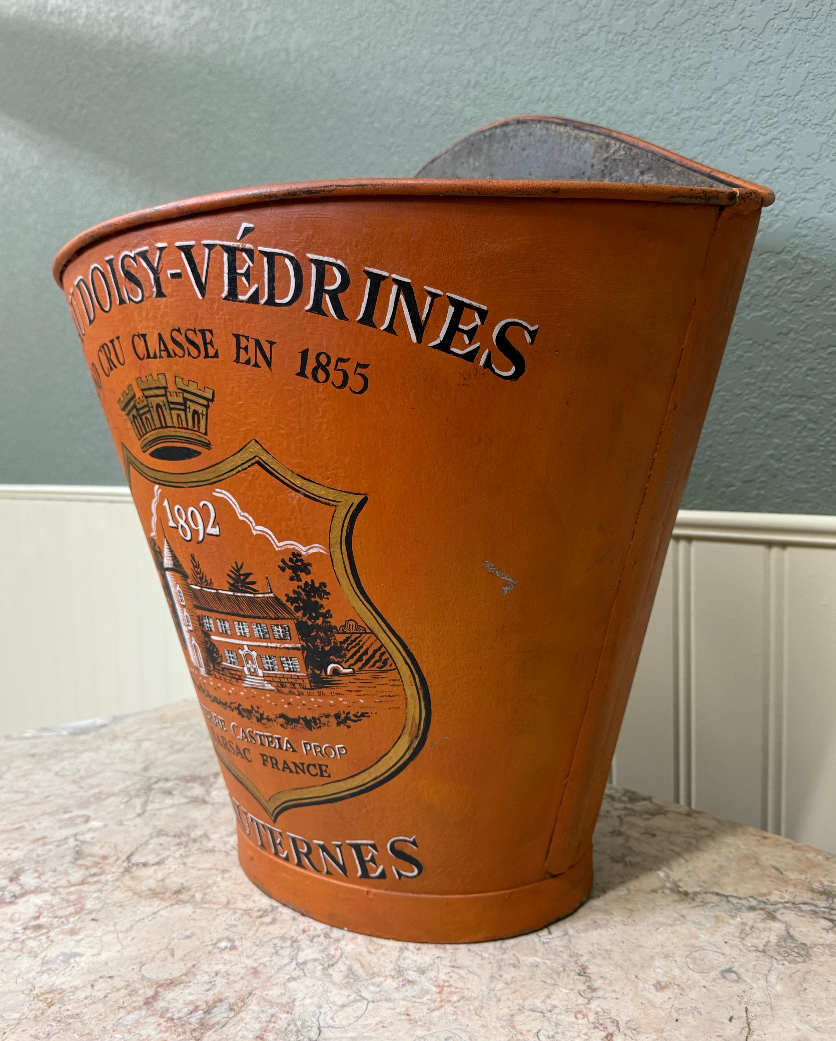 Antikes französisches Zink Trauben Hod Weinkeller Ernte Bucket Basket Pflanzgefäß aus Zink um 1900 im Angebot 9