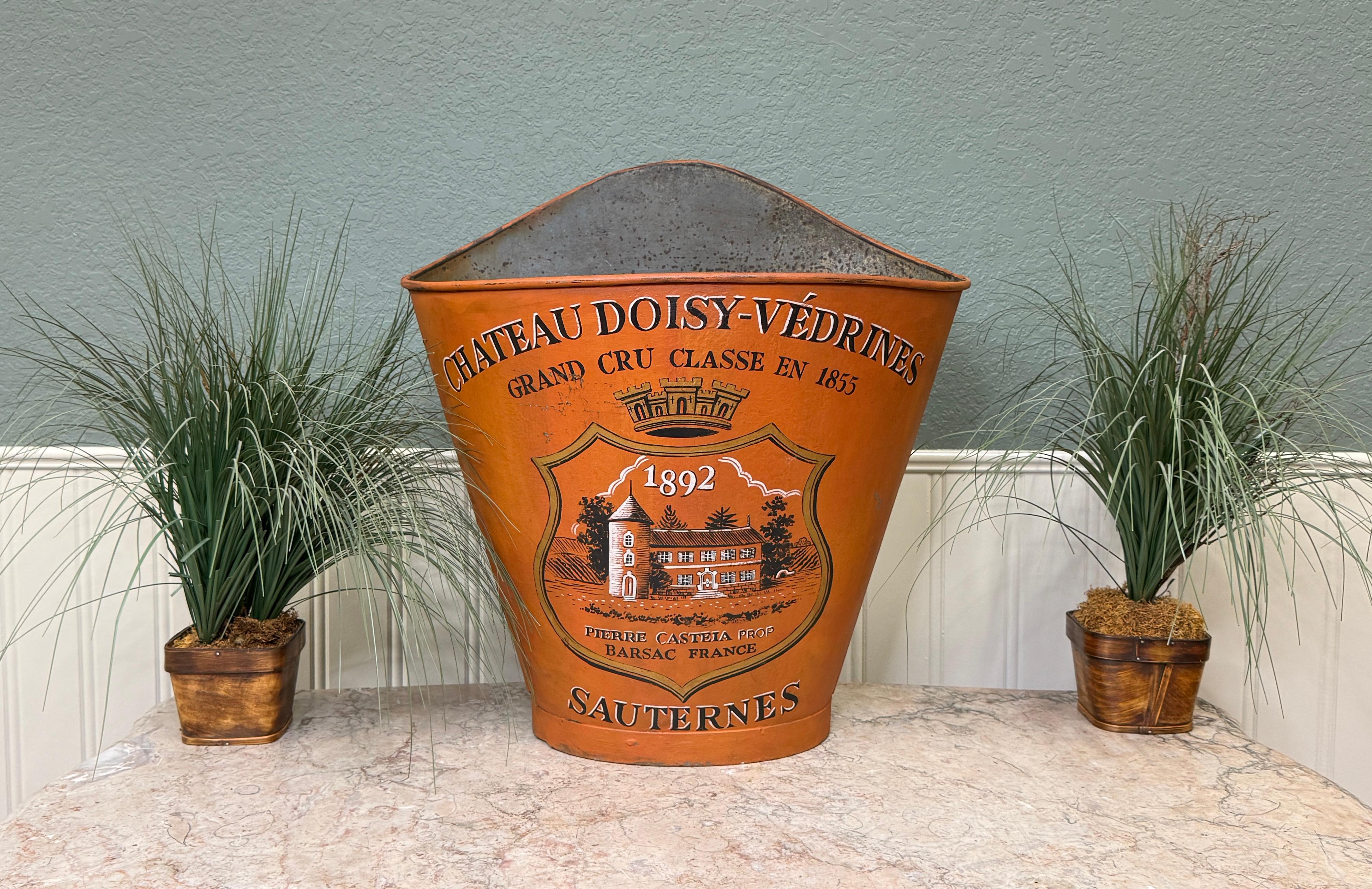 Antikes französisches Zink Trauben Hod Weinkeller Ernte Bucket Basket Pflanzgefäß aus Zink um 1900 im Angebot 11
