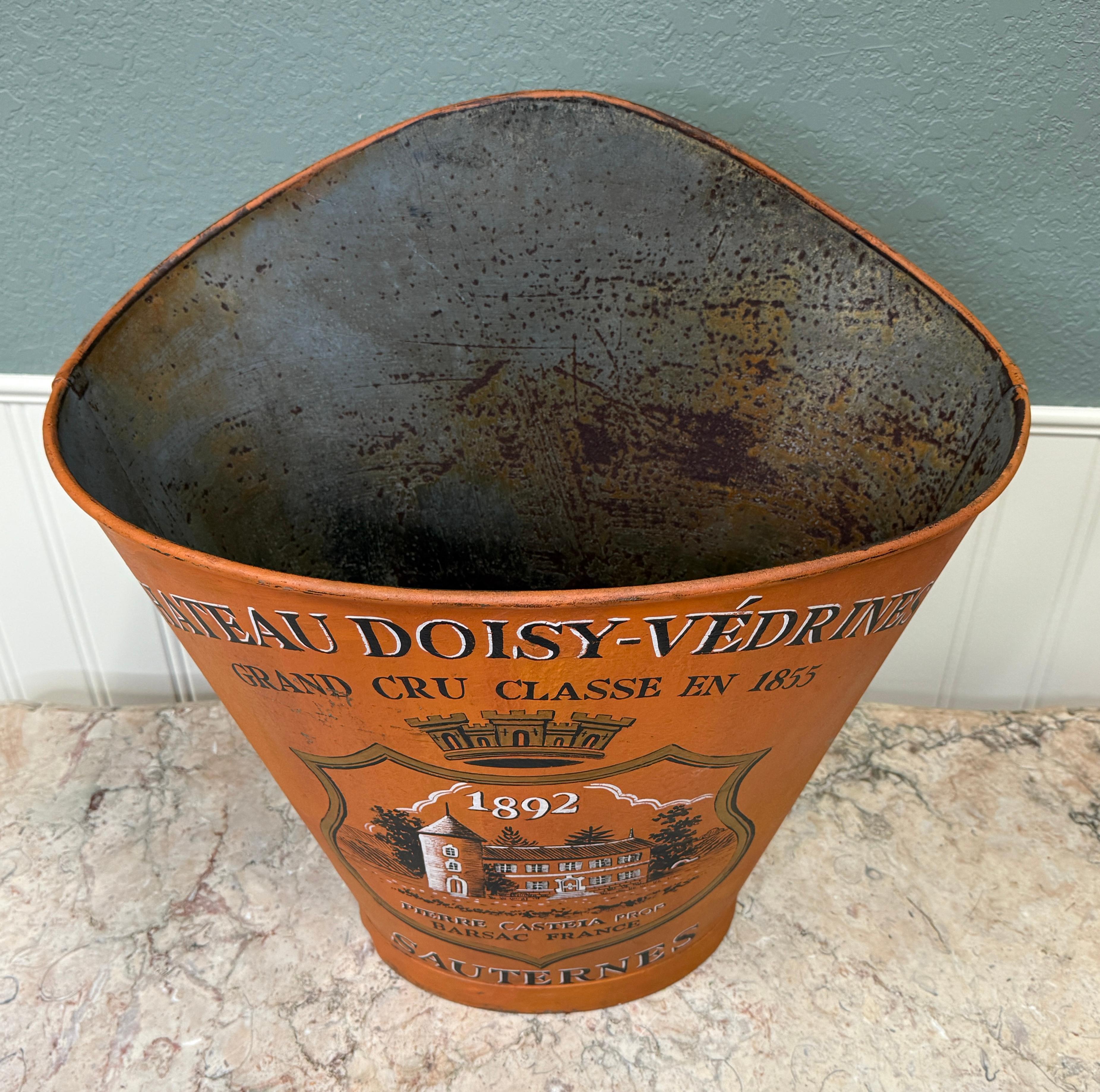 Antikes französisches Zink Trauben Hod Weinkeller Ernte Bucket Basket Pflanzgefäß aus Zink um 1900 (Englisch) im Angebot