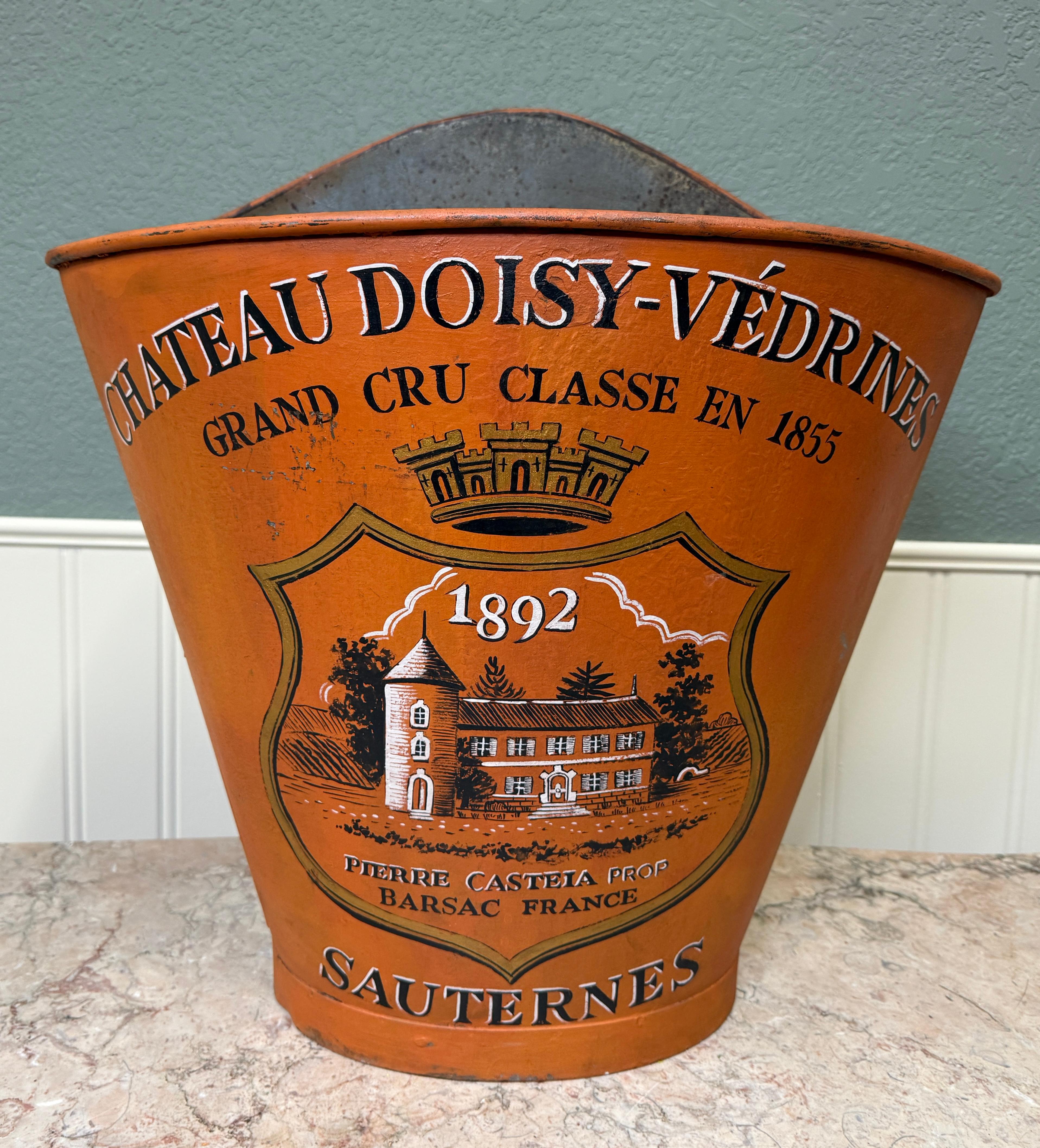 Antikes französisches Zink Trauben Hod Weinkeller Ernte Bucket Basket Pflanzgefäß aus Zink um 1900 im Zustand „Gut“ im Angebot in Tyler, TX