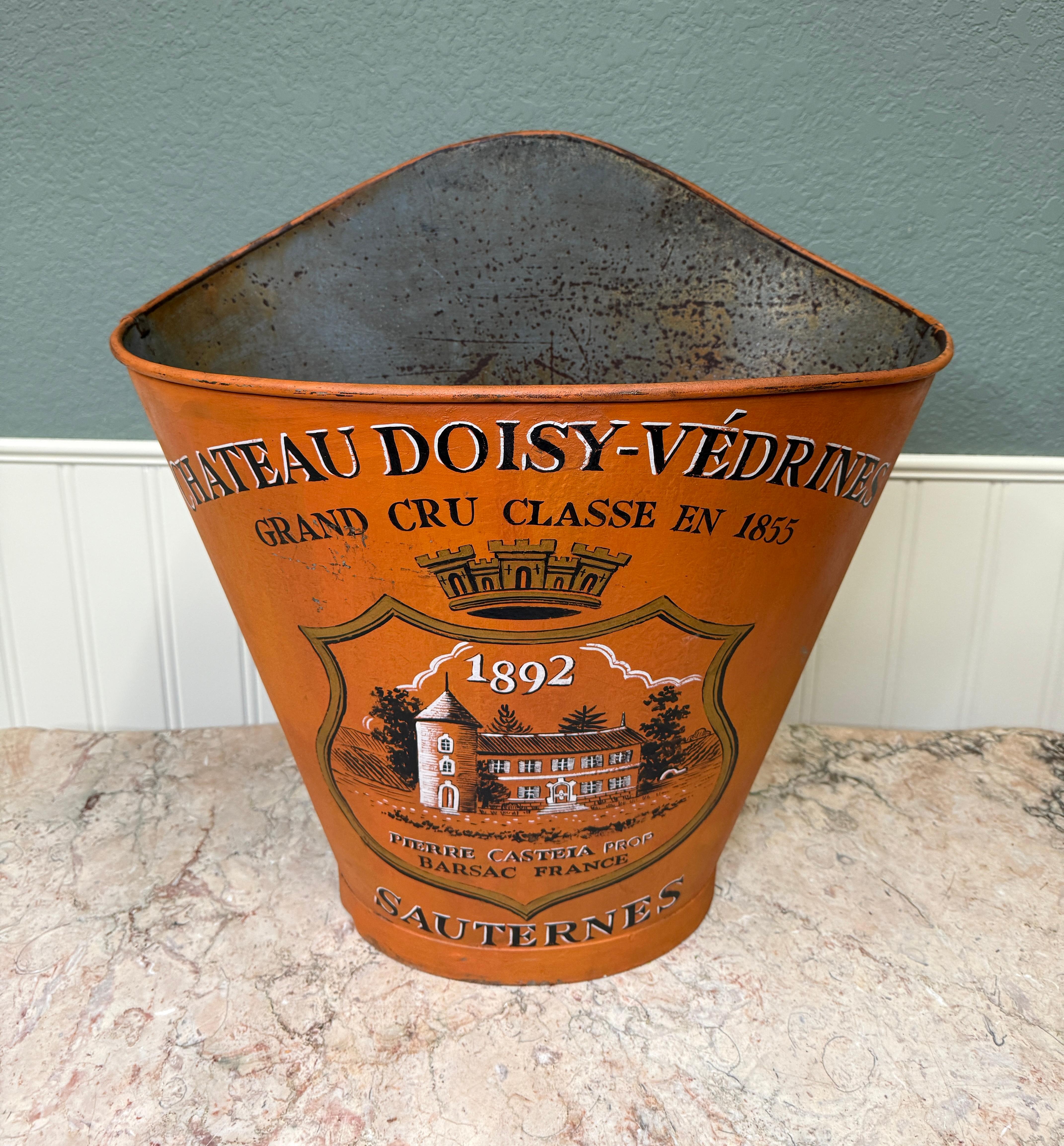 Antikes französisches Zink Trauben Hod Weinkeller Ernte Bucket Basket Pflanzgefäß aus Zink um 1900 (Frühes 20. Jahrhundert) im Angebot