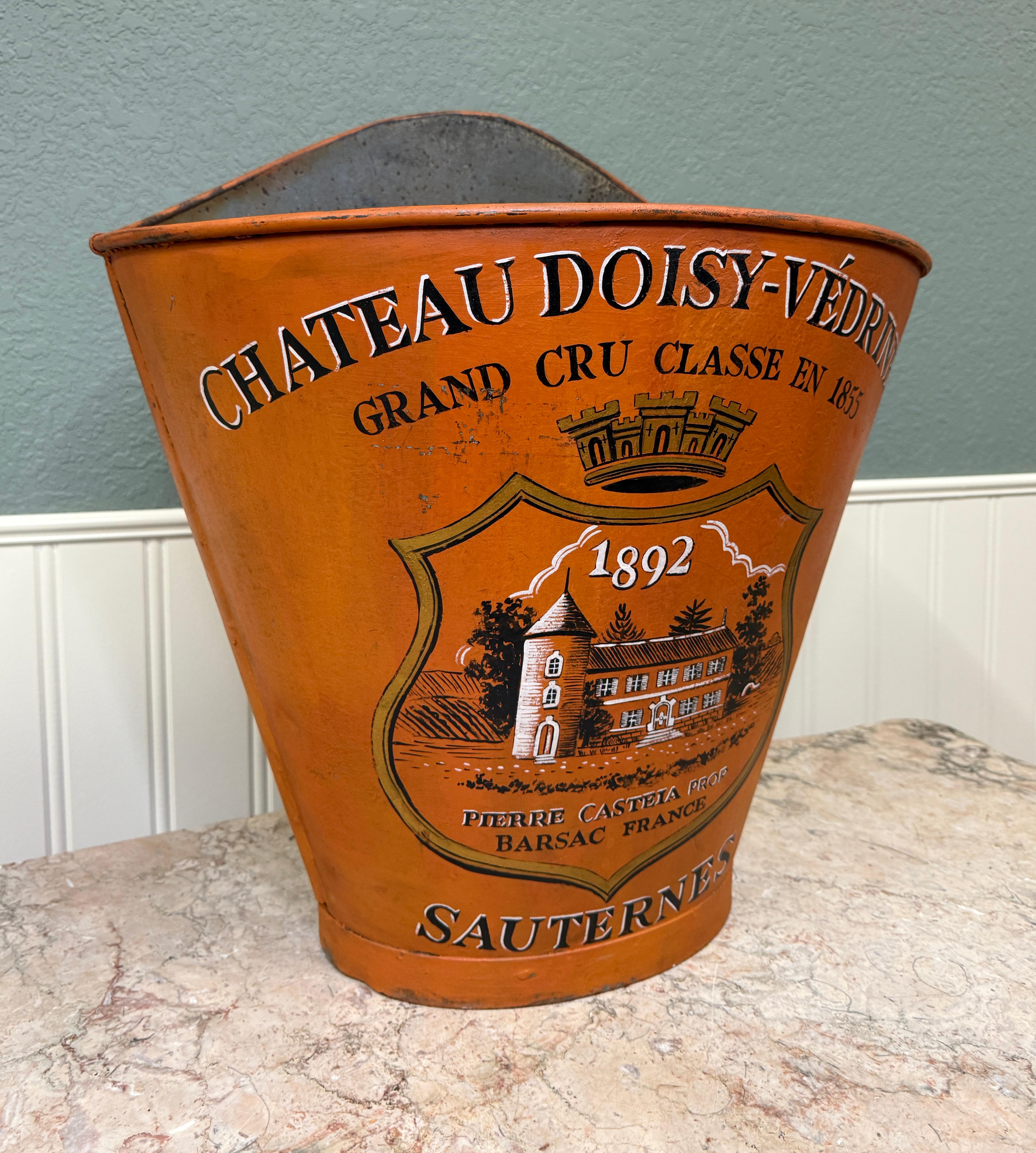 Antikes französisches Zink Trauben Hod Weinkeller Ernte Bucket Basket Pflanzgefäß aus Zink um 1900 im Angebot 1