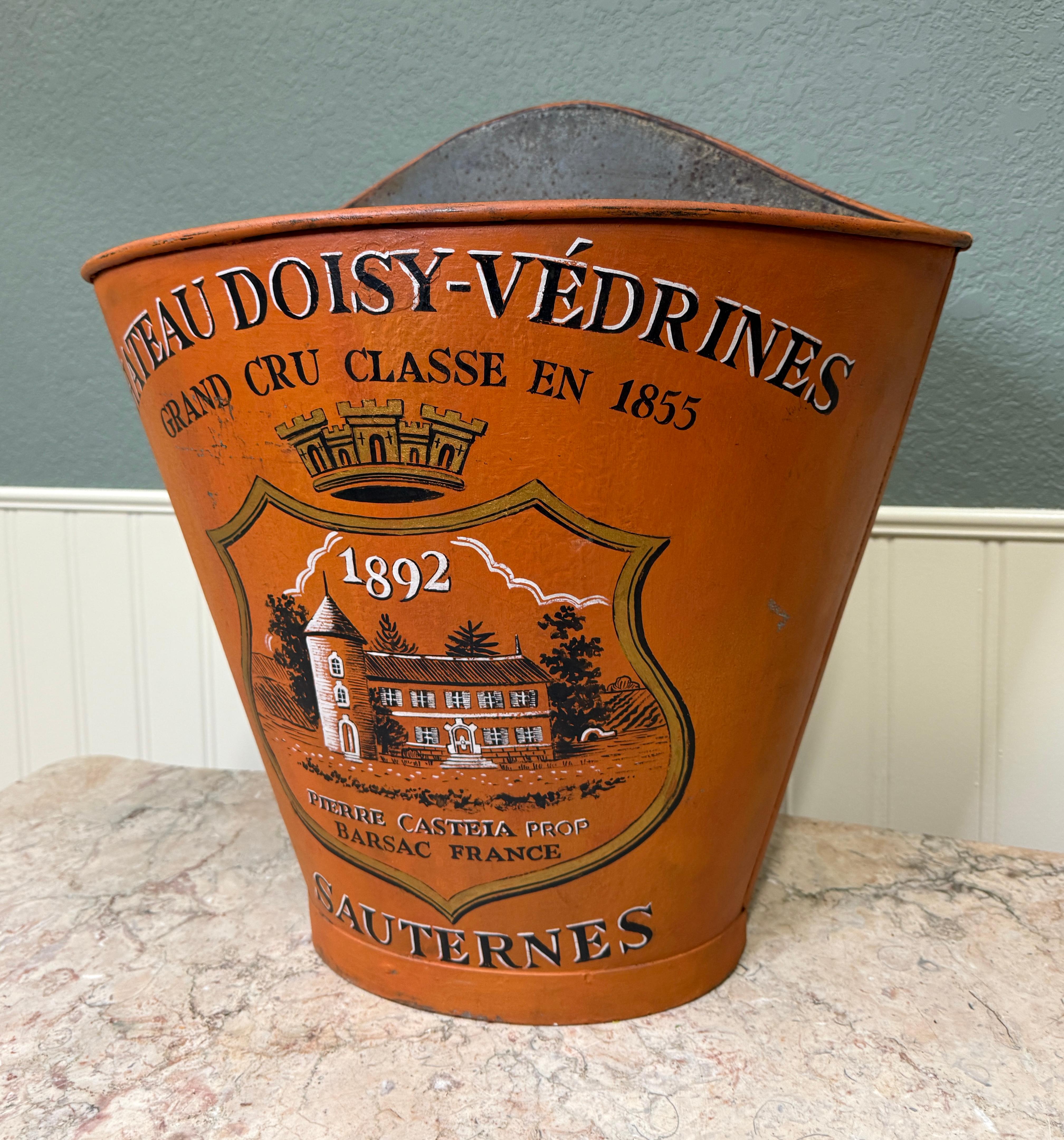 Antikes französisches Zink Trauben Hod Weinkeller Ernte Bucket Basket Pflanzgefäß aus Zink um 1900 im Angebot 2