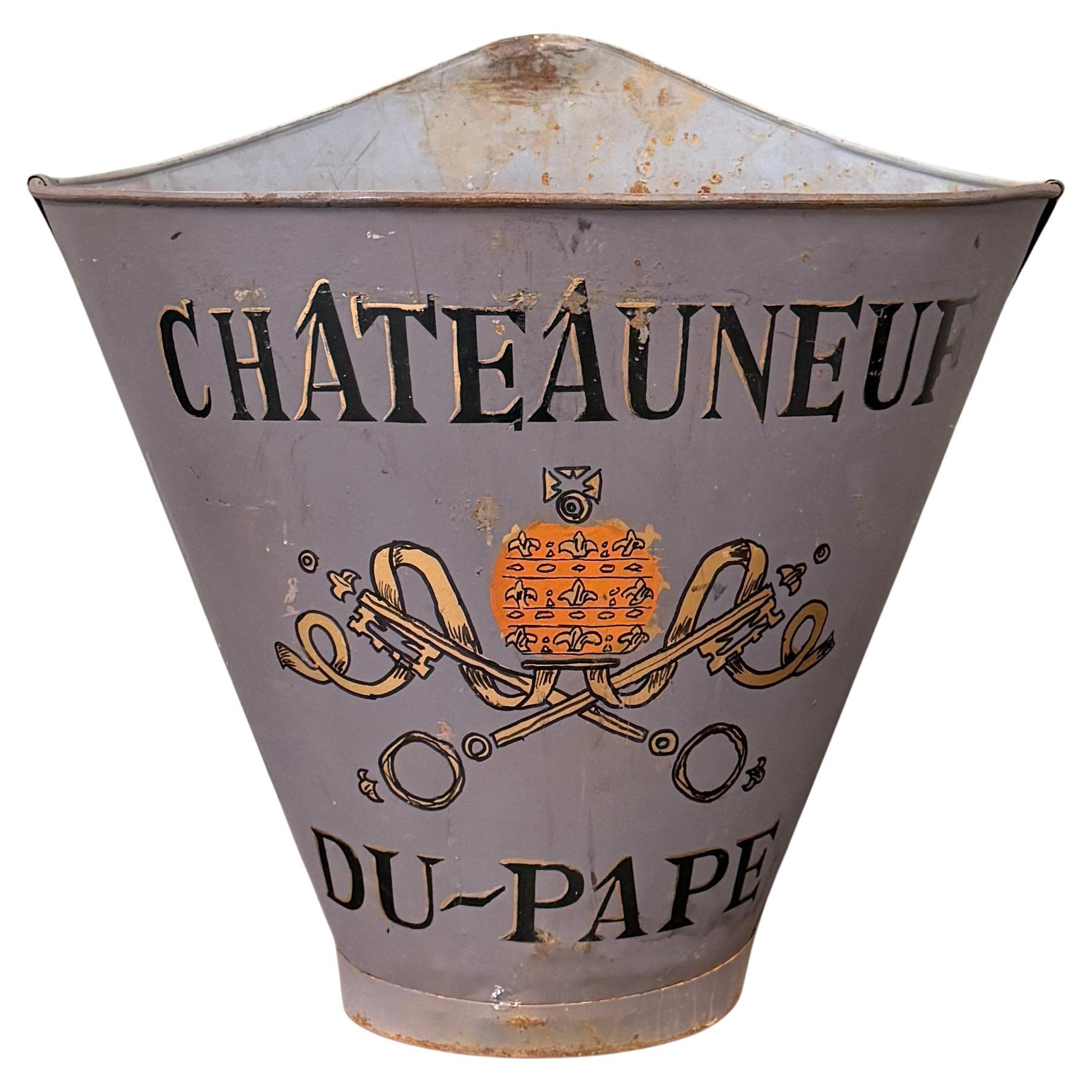 Antique French Zinc Grape Hod Wine Cellar Harvest Bucket Basket Planter c. 1900