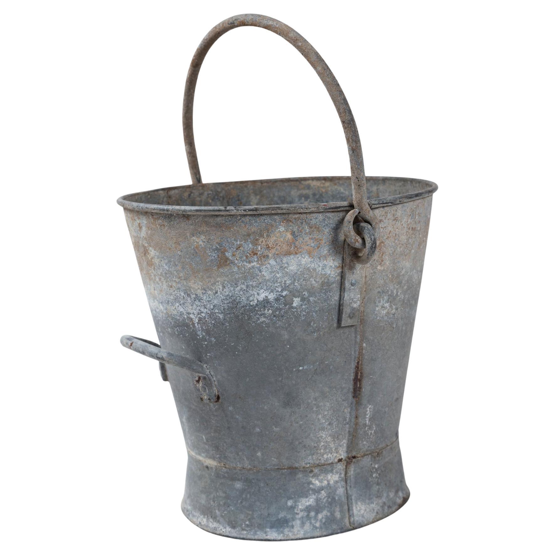 Antique French Zinc Milk Bucket, early 20th Century For Sale