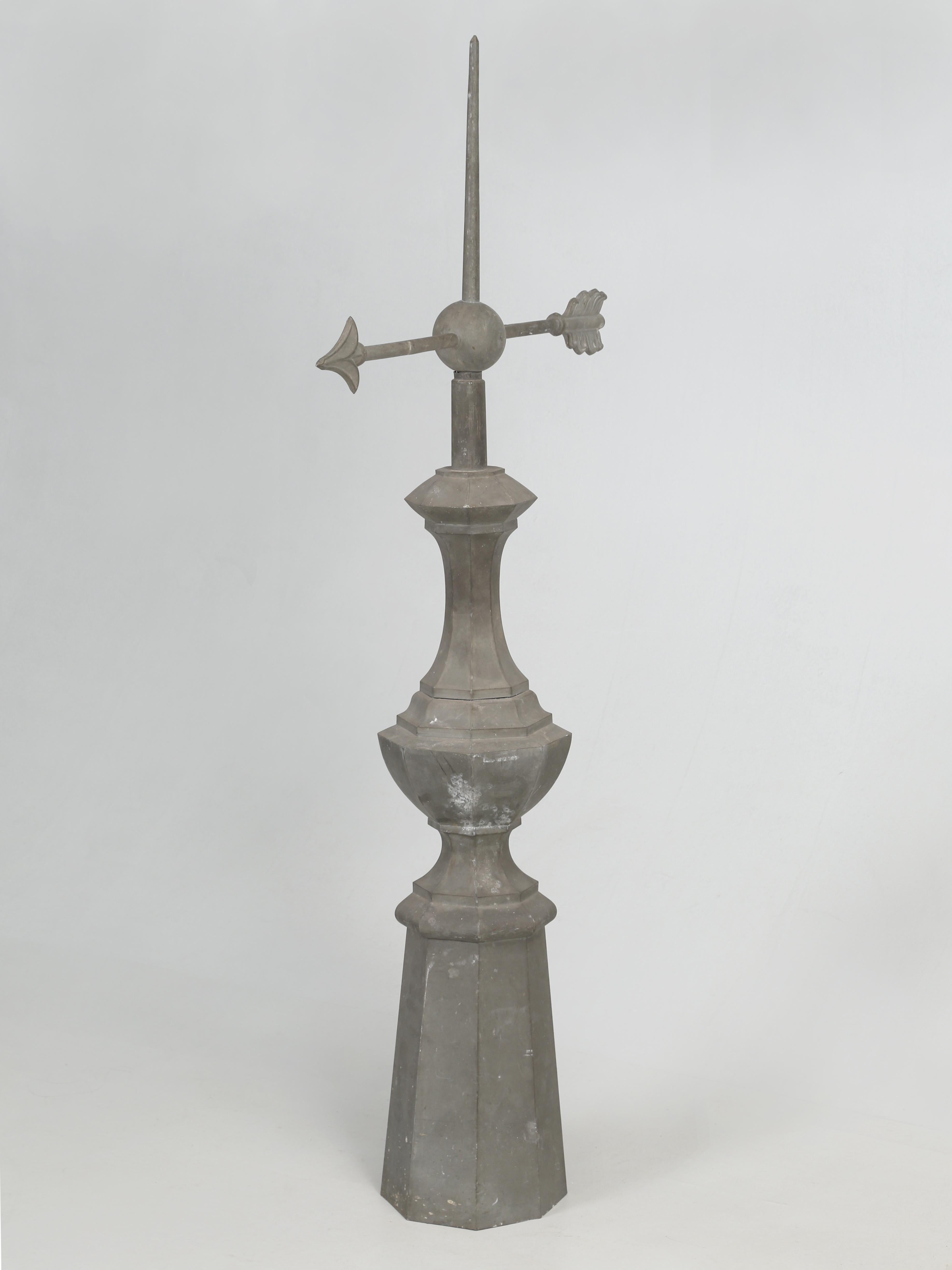 Antique zinc weathervane that we believe probably came from France and was constructed around the turn of the century and by that we mean circa 1900. Completely original and unrestored and the weathervane does not show any signs of prior repairs.