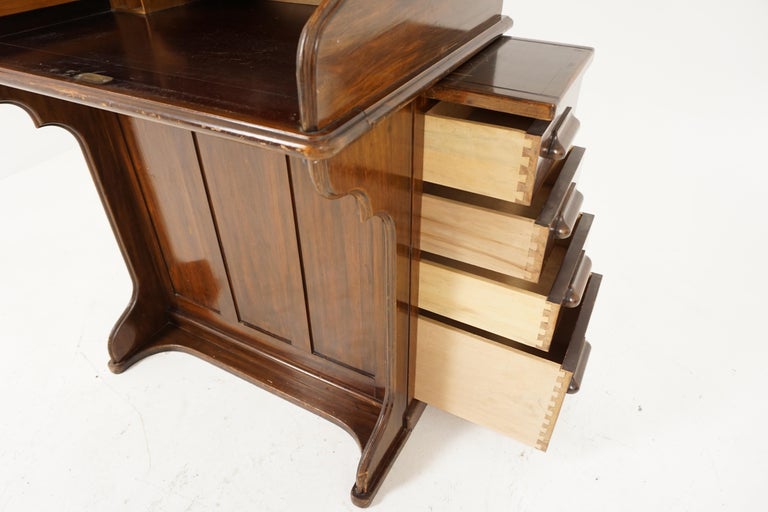 Antique Fretwork Ladies Roll Top Desk, Bookcase Top, Scotland 1910, B1871 at 1stDibs