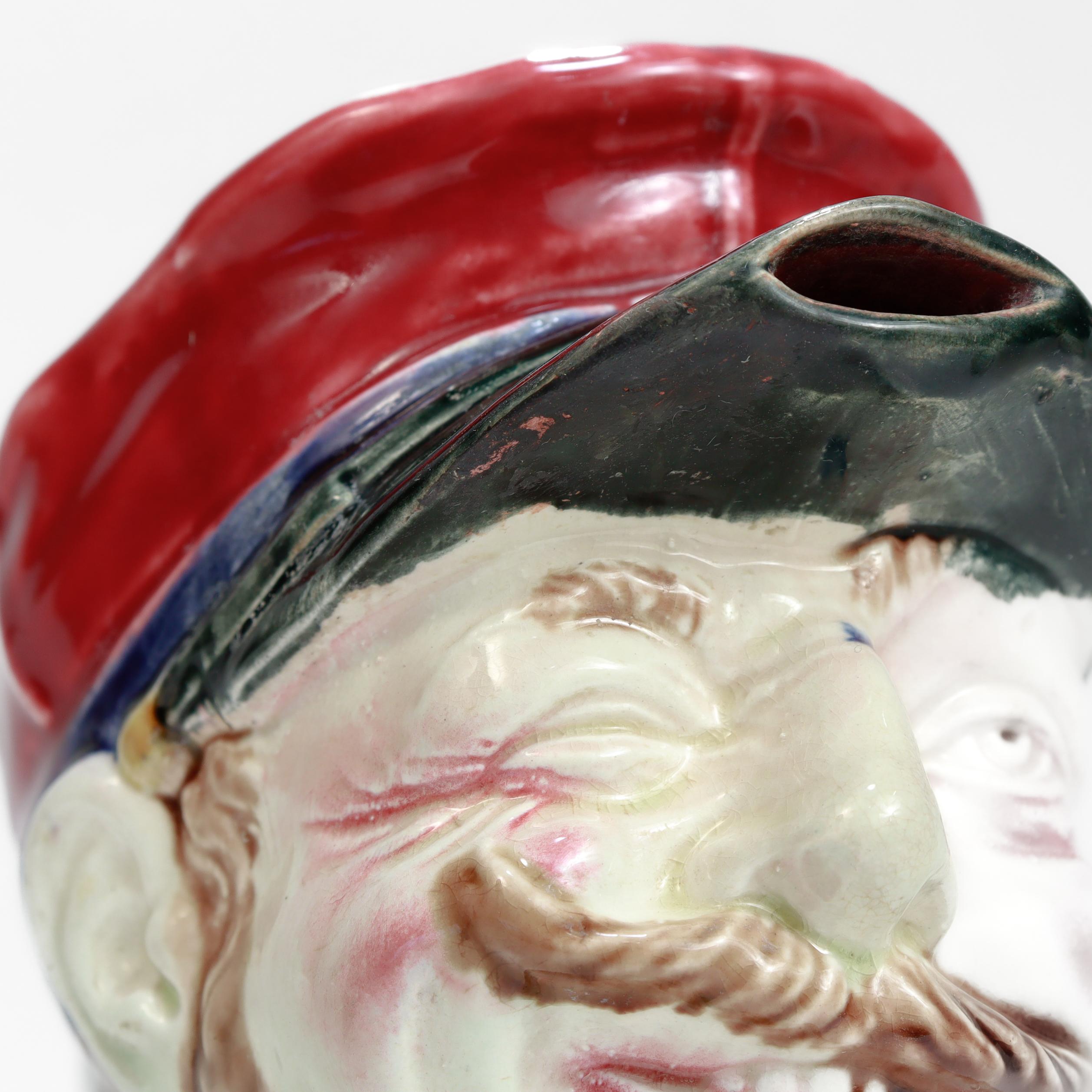 Antique Frie Onnaing Satirical French Majolica Drunken Soldier Toby Pitcher For Sale 7