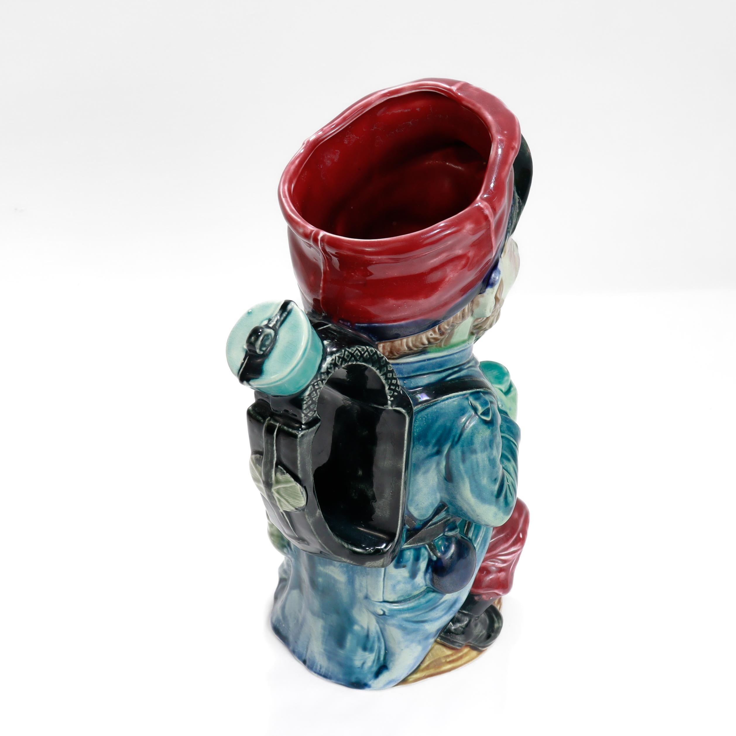 Antique Frie Onnaing Satirical French Majolica Drunken Soldier Toby Pitcher For Sale 3