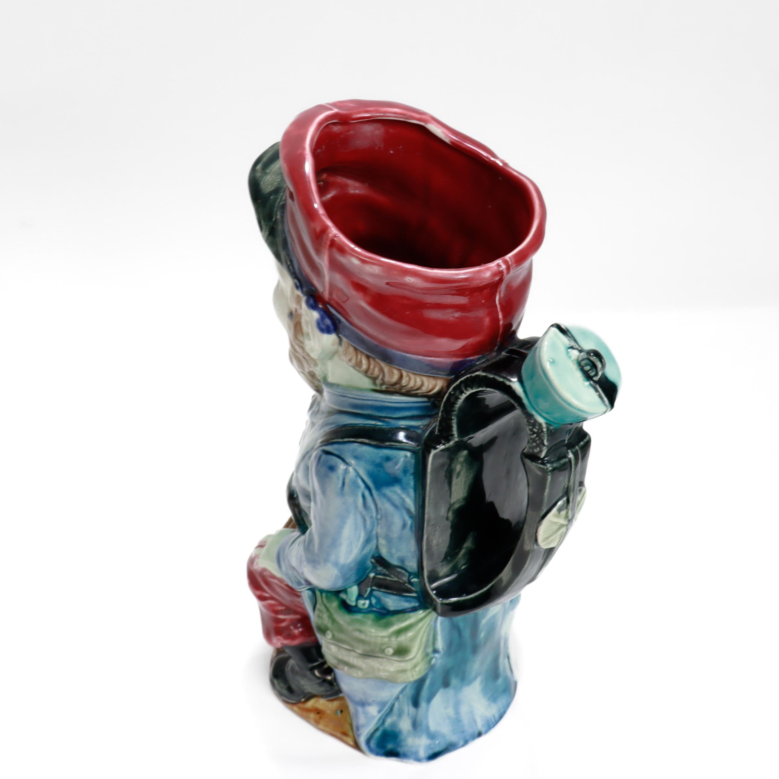 Antique Frie Onnaing Satirical French Majolica Drunken Soldier Toby Pitcher For Sale 4