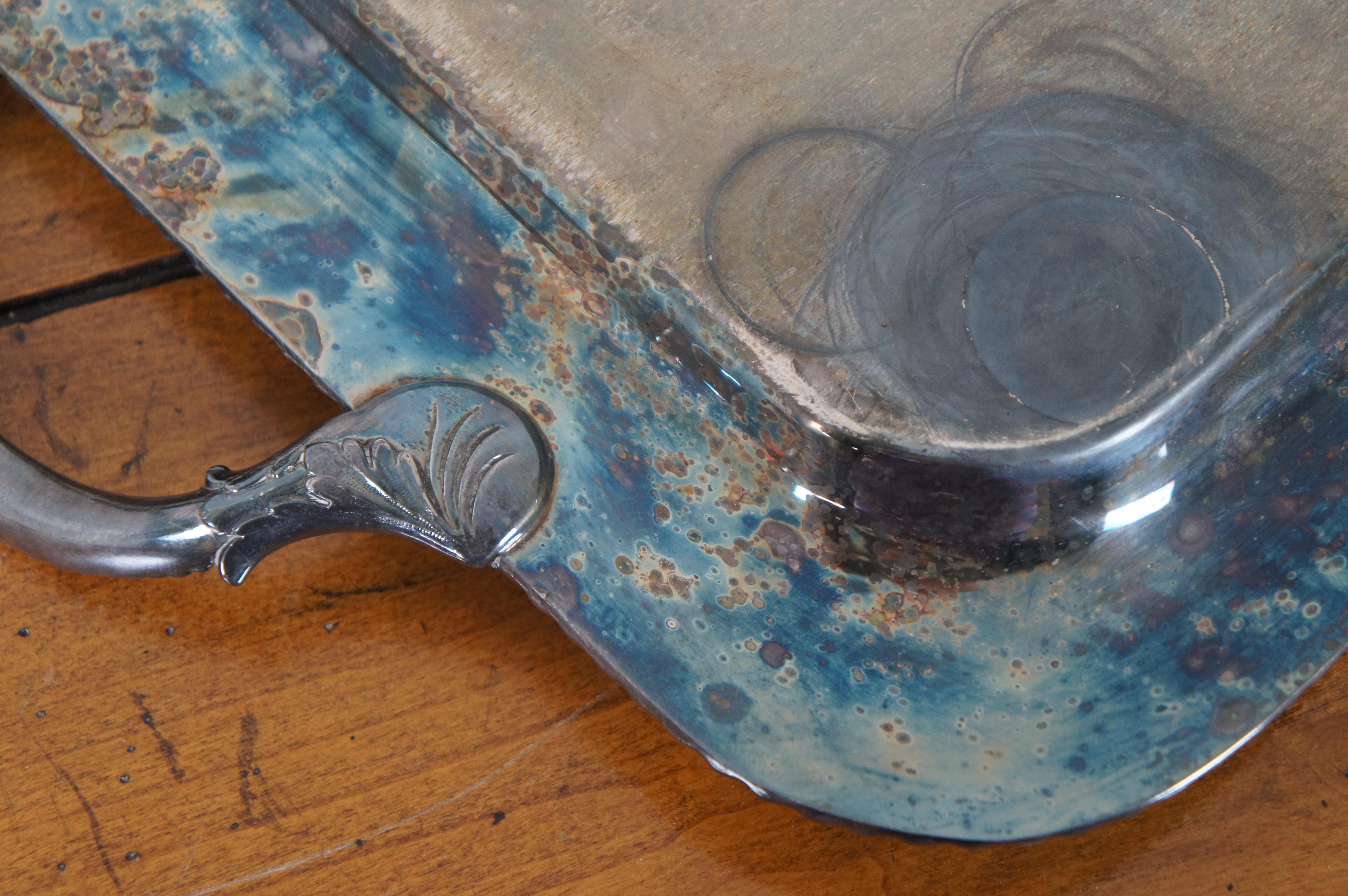 Antique Friedman Silver Plate Rectangular Barware Serving Butlers Tray Handles 3