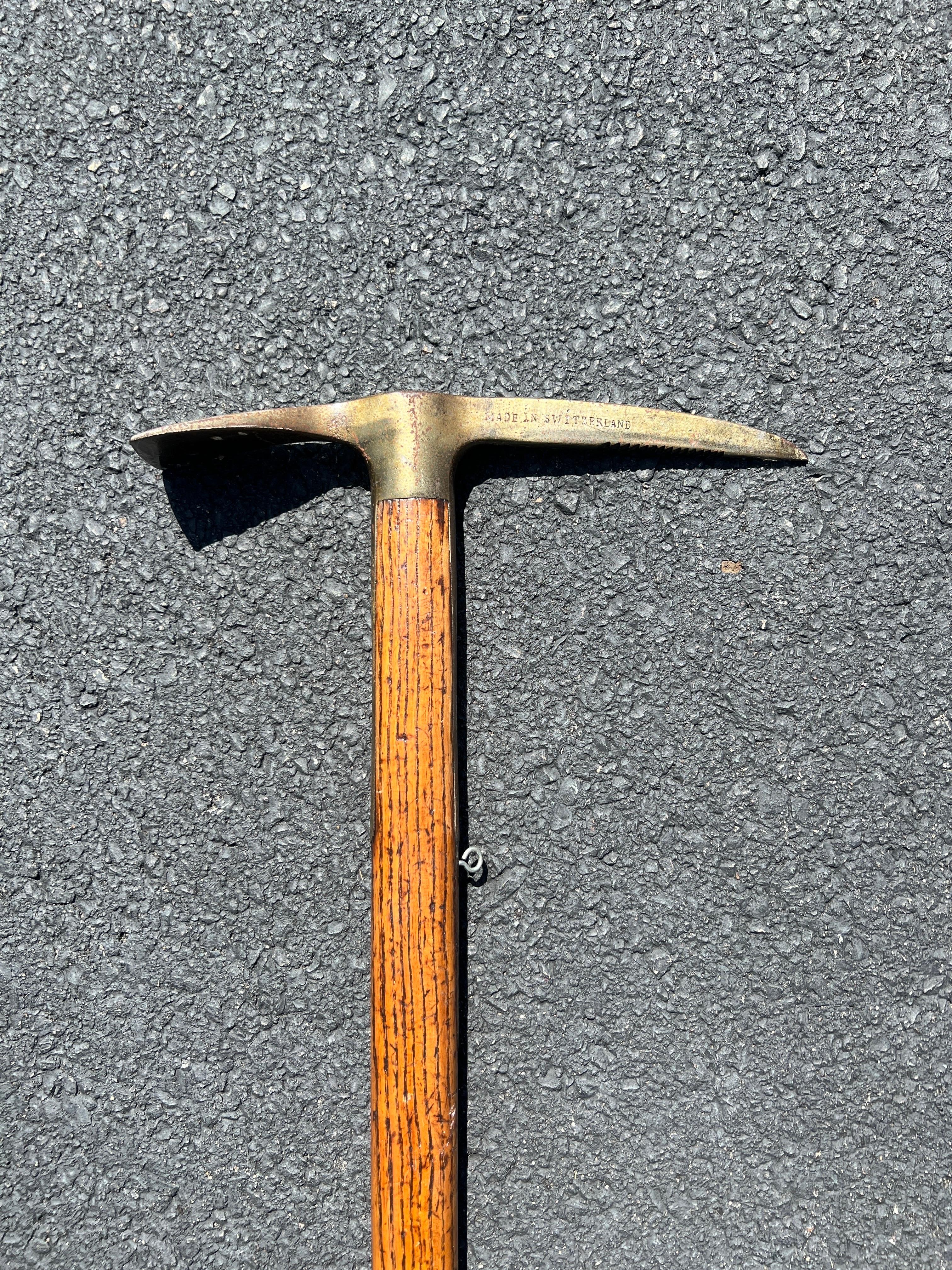 20th Century Antique Fritz Jorg Switzerland Made Copper and Steel Ice Climbing Axe For Sale