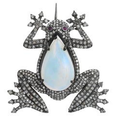 Broche Victoriano Antiguo Rana Engastado Ópalo Diamante Alfiler de Solapa para Él 8,55 quilates