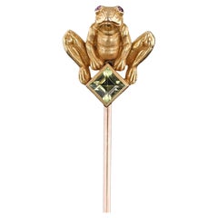 Antique Frog Stickpin of 18k and 14k Gold