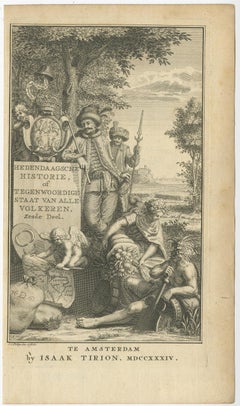 Antique Frontispiece of a Book about Europe by Tirion, 1734