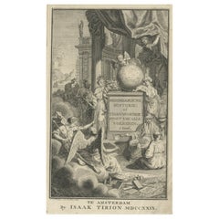 Antique Frontispiece of a Book About Japan, China and the Philippines, 1736