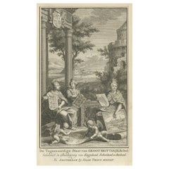 Antique Frontispiece of a Book Describing England, Scotland and Ireland, 1755