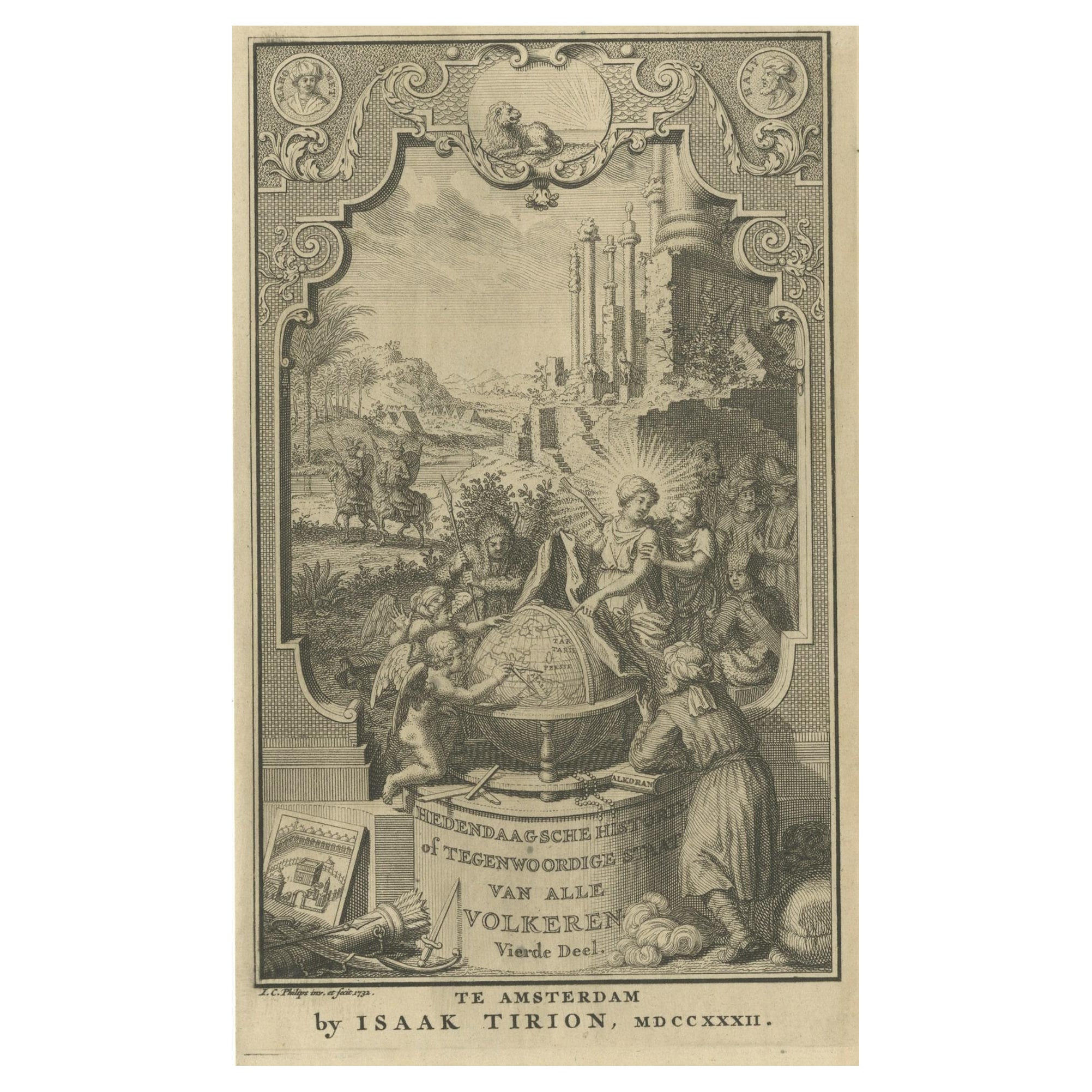 Antique Frontispiece of a Publication about Persia and Arabia, 1732