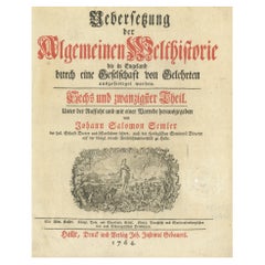 Antique Frontispiece of 'Algemeine Welthistorie', Depicting a Putti, 1764
