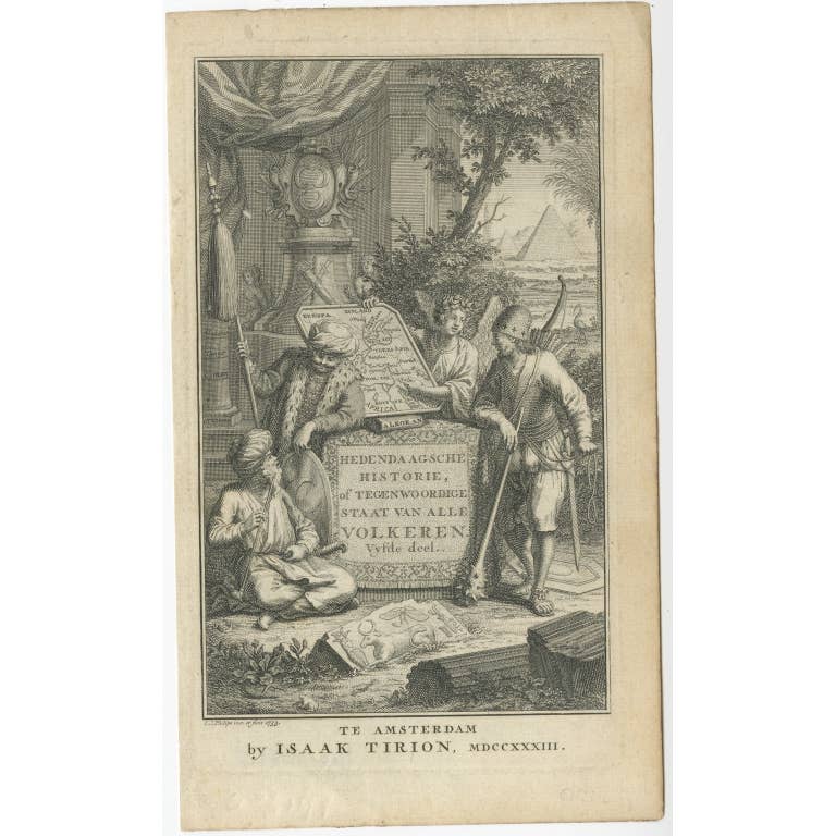 Antique Frontispiece of Book about The Turkish Empire in Asia and Africa, 1733