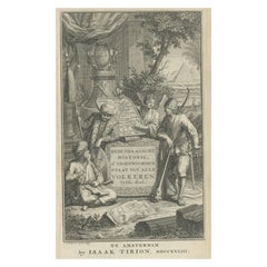Antique Frontispiece of Book about The Turkish Empire in Asia and Africa, 1733