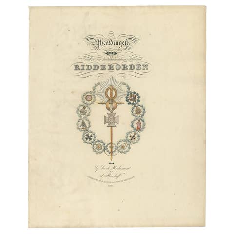 Antique Frontispiece of Dutch Work about Knighthoods, 1843
