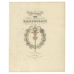 Ancien frontispice néerlandais d'une œuvre néerlandaise sur les Knighthoods, 1843