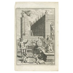Frontispice ancien de Gala Antiqua avec mercure, Herucules Etc, C.1728